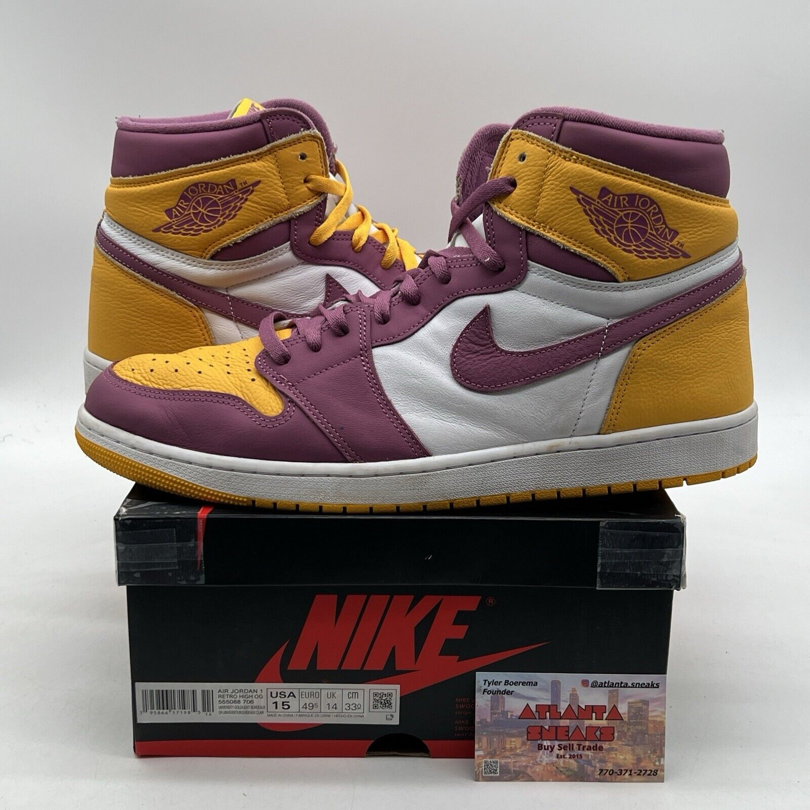 Size 15 - Jordan 1 Retro High OG Brotherhood 2022 Yellow Pink (555088-706)