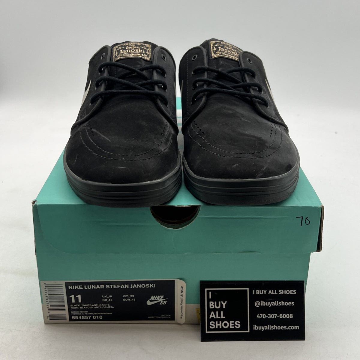 Size 11 - Nike Lunar Stefan Janoski Black (654857-010)