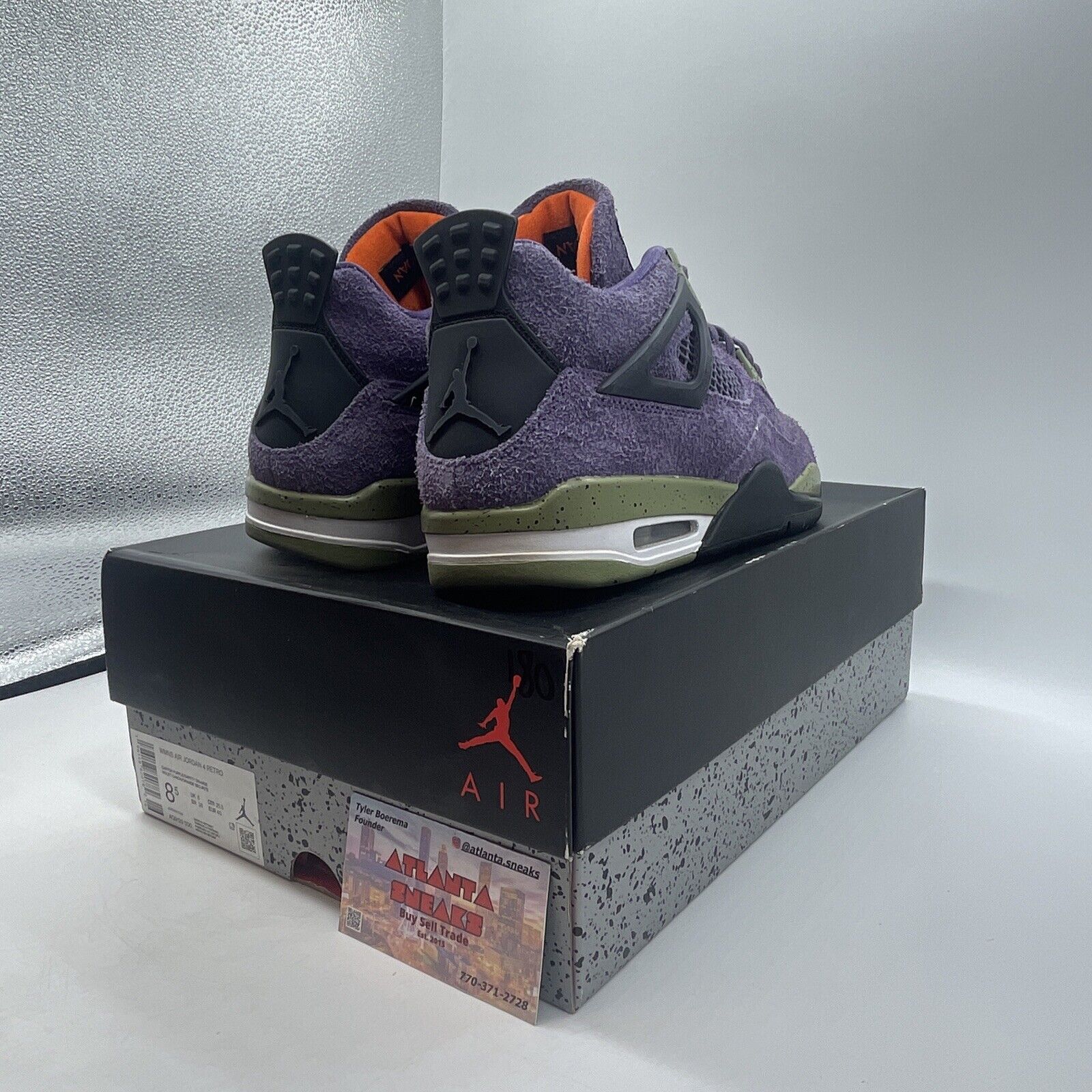 Size 8.5W - Jordan 4 Retro Mid Canyon Purple Black Green White (AQ9129-500)