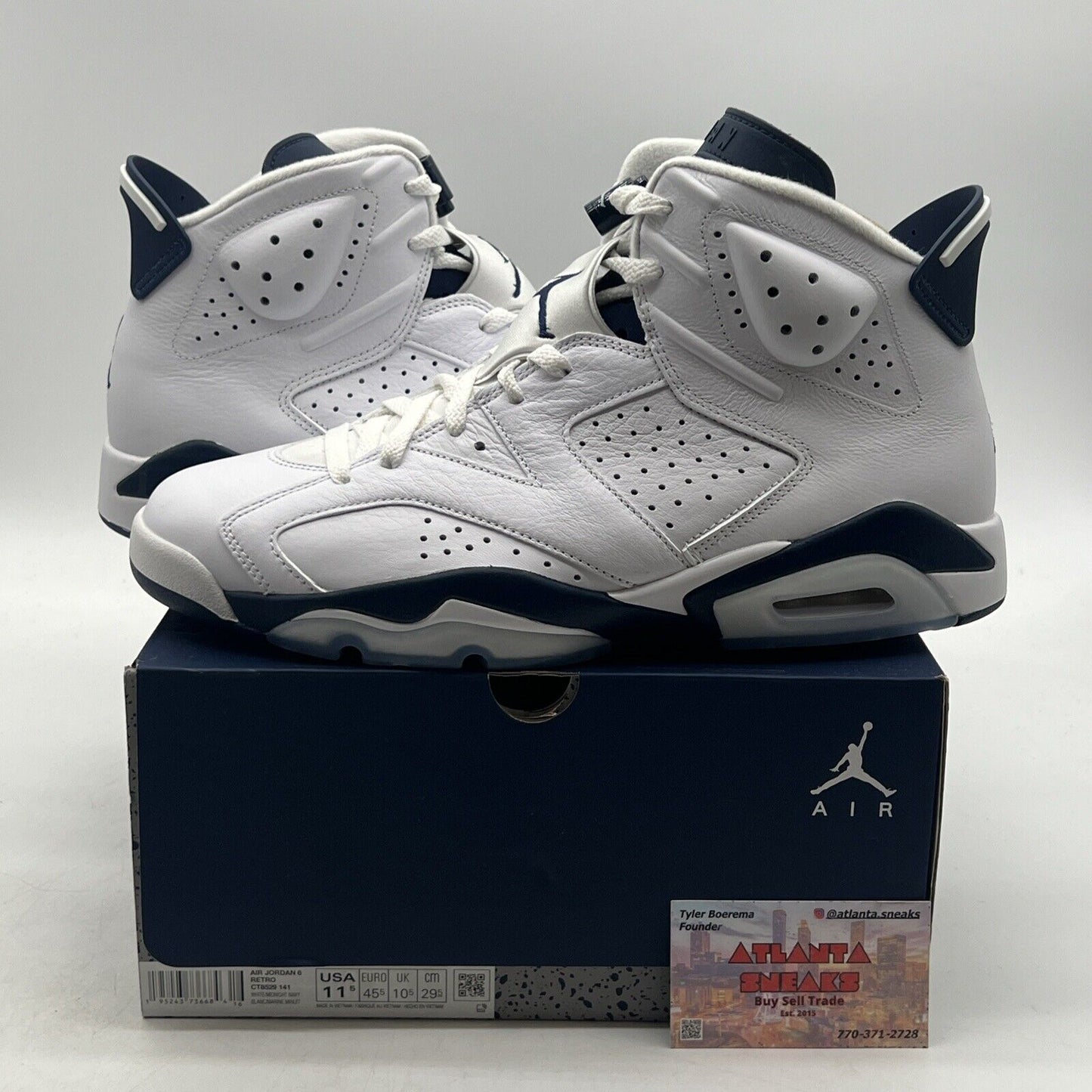 Size 11.5 - Jordan 6 Retro Midnight Navy White Leather (CT8529-141)