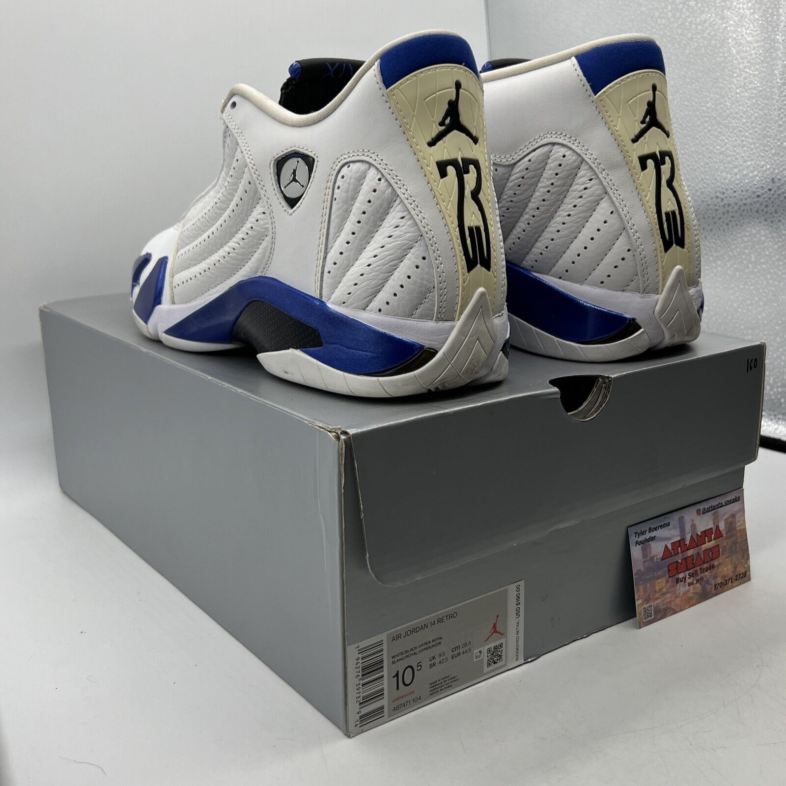 Size 10.5 - Air Jordan 14 Retro Hyper Royal Blue White Leather (487471-104)