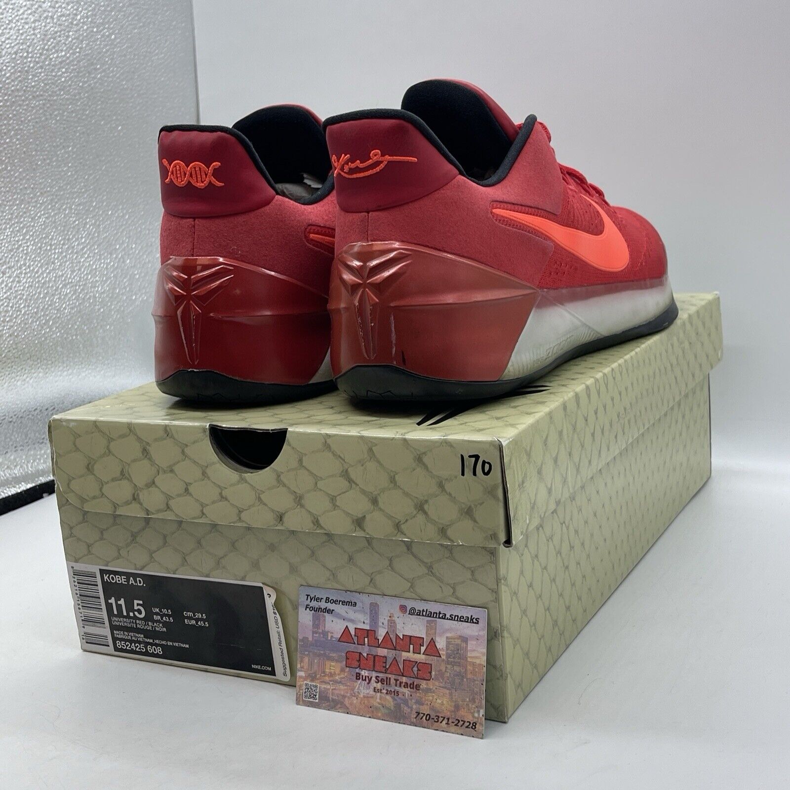 Size 11.5 - Nike Kobe A.D. University Red Suede Leather White (852425-608)