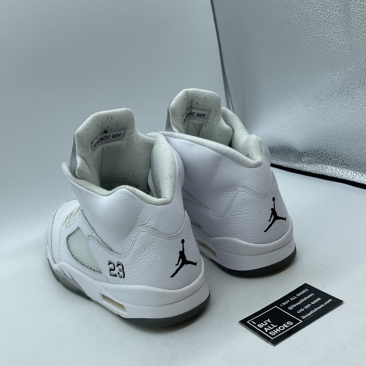 Size 13 - Air Jordan 5 Retro 2015 White Metallic Black Leather (136027-130)