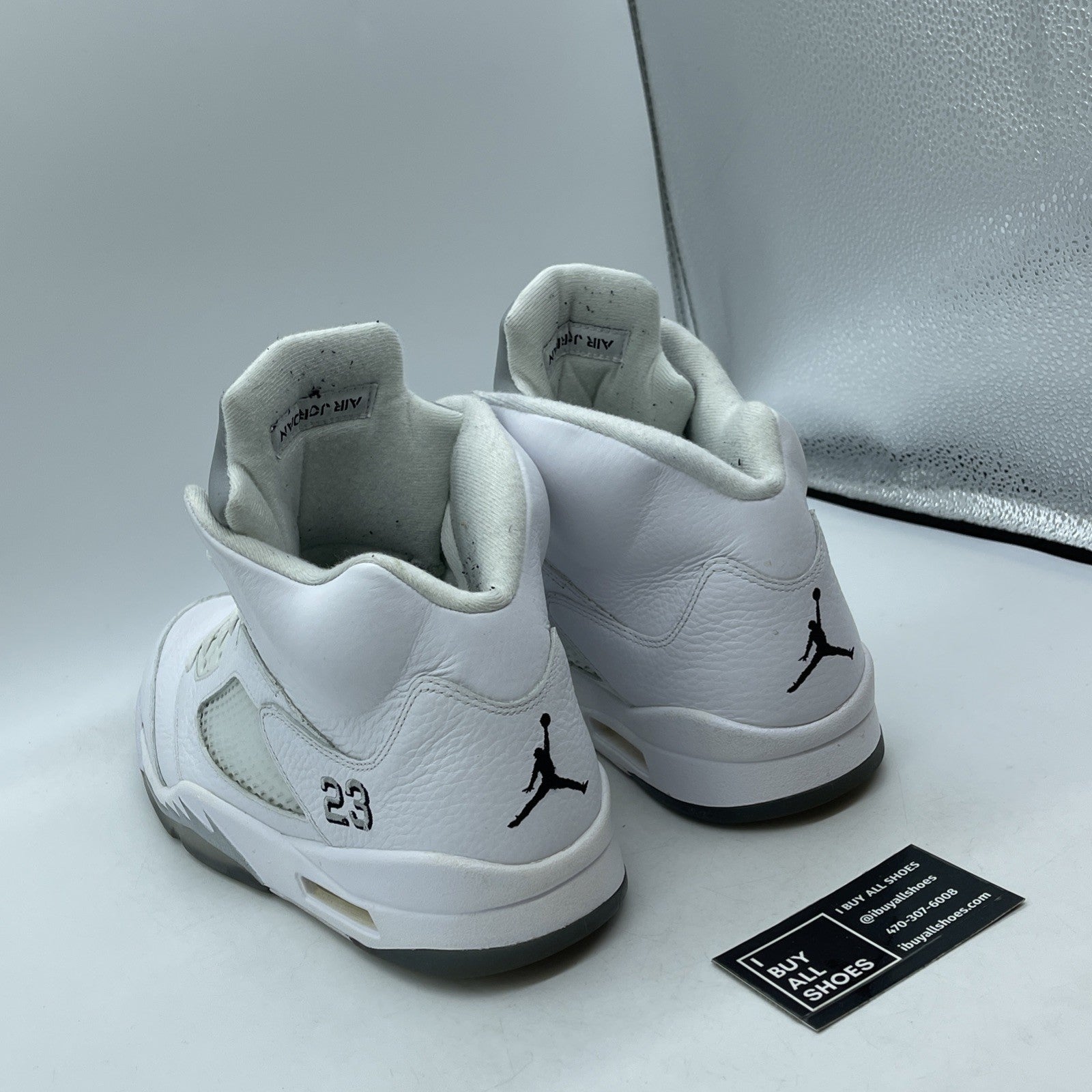Size 13 - Air Jordan 5 Retro 2015 White Metallic Black Leather (136027-130)