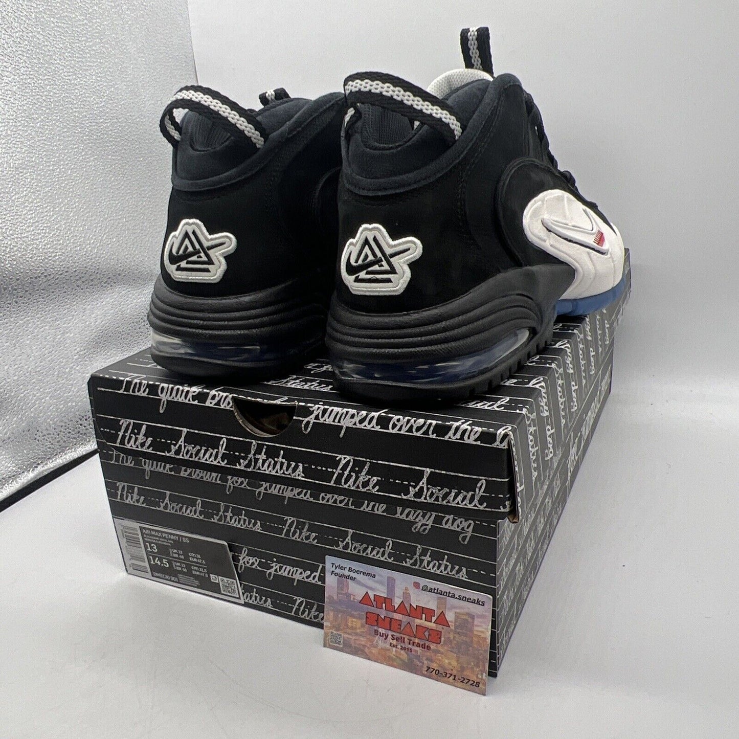 Nike Air Max Penny 1 x Social Status/ Recess-Black/Size 12 US Men’s White Black