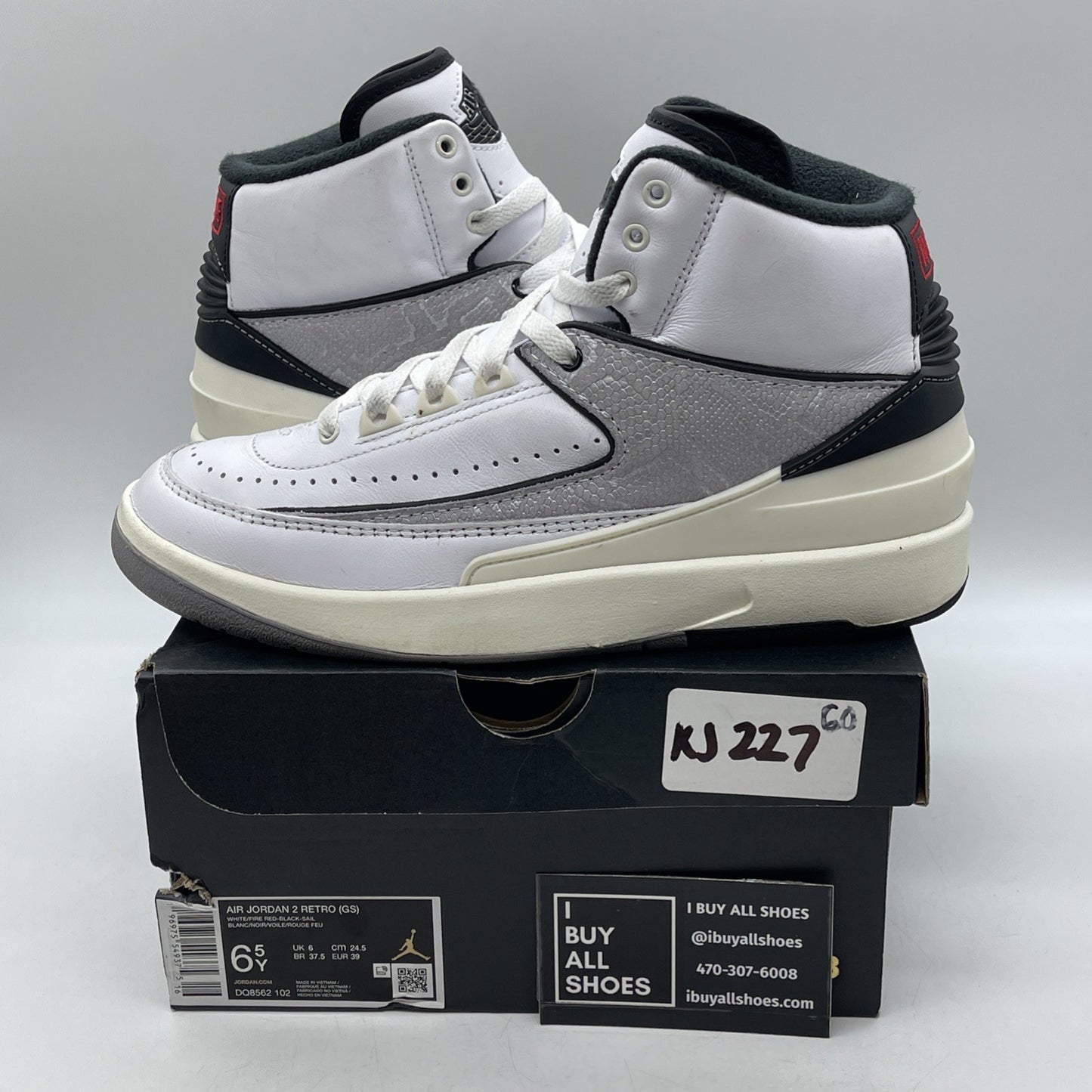 Size 6.5Y (GS) - Air Jordan 2 Retro Mid White Cement