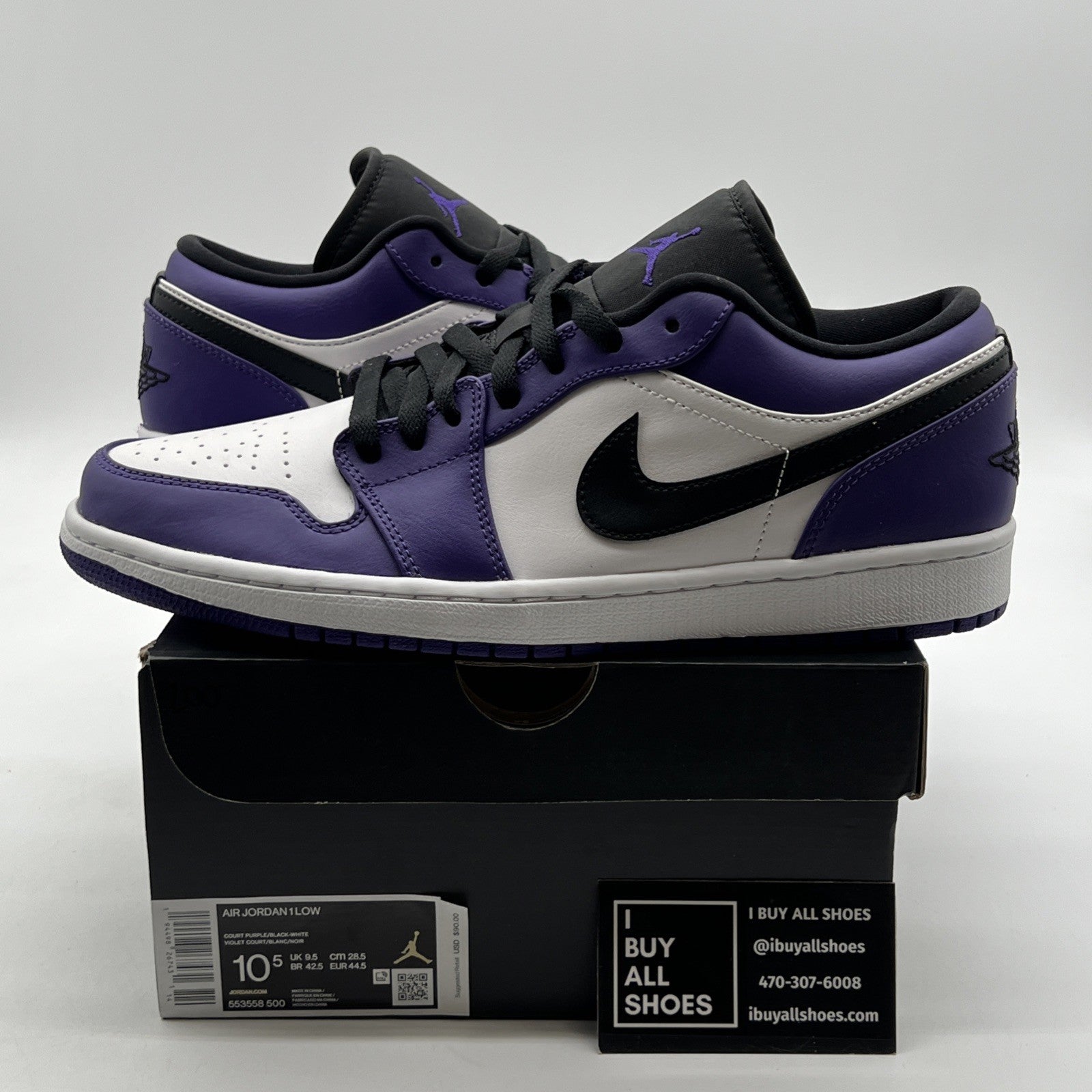 Size 10.5 - Air Jordan 1 Low Court Purple (553558-500)