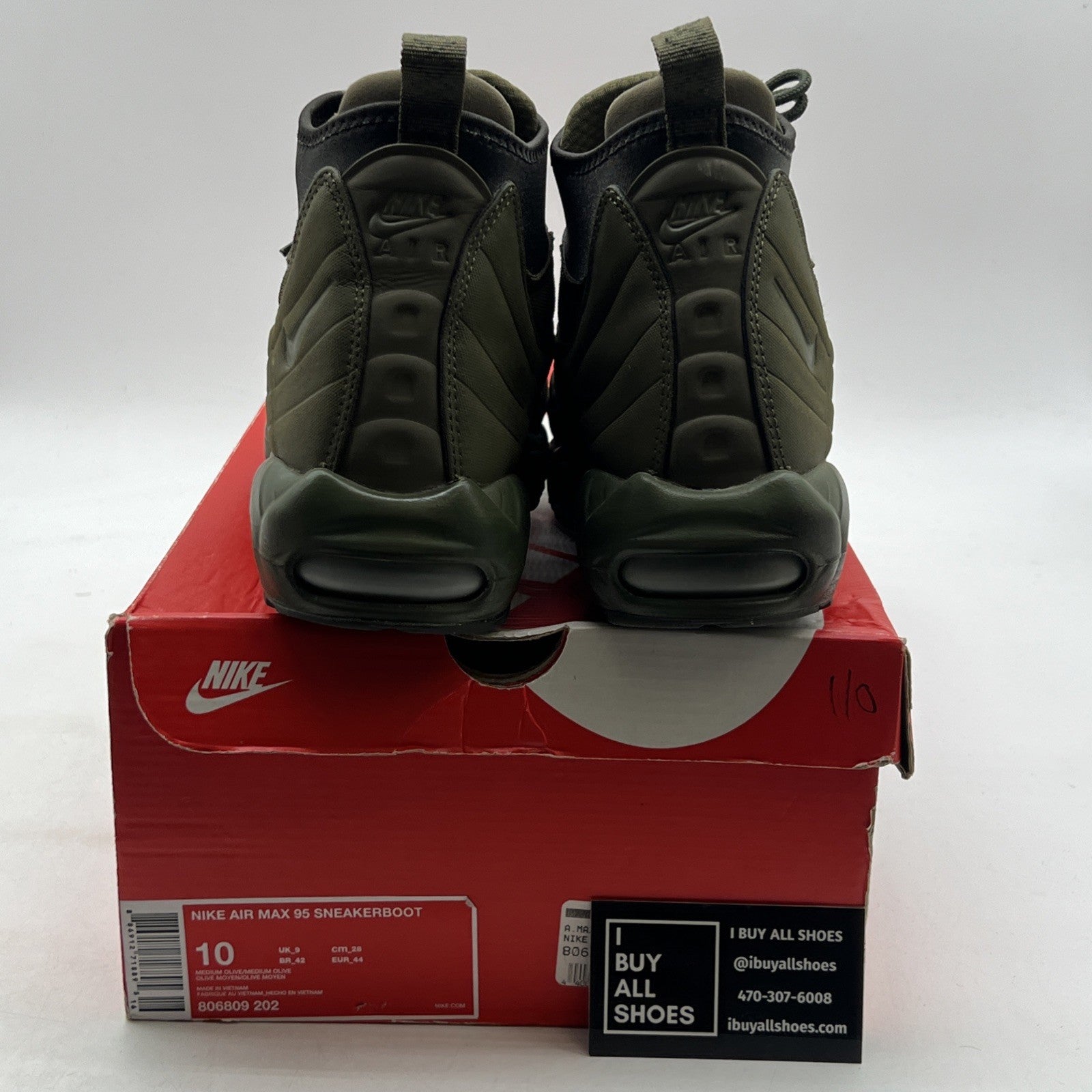 Size 10 - Nike Air Max 95 Sneakerboot Medium Olive (806809-202)
