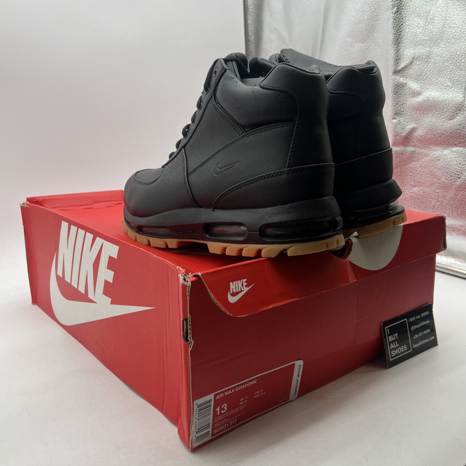 Size 13 - Nike Air Max ACG Goadome (865031-017) Black/Gum Winter Leather Boots