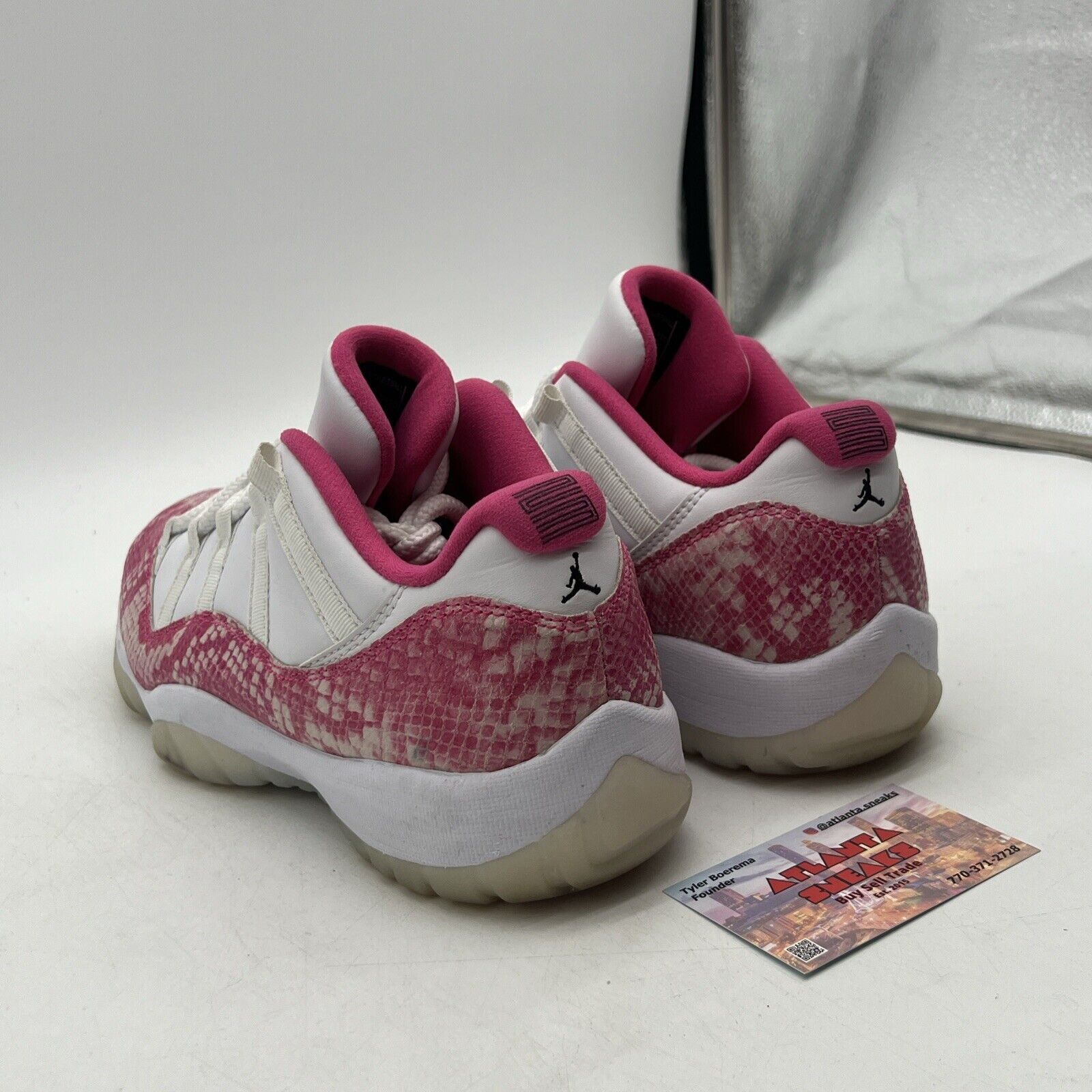 Size 10 - Air Jordan 11 Retro Low Pink Snakeskin W White Pink Leather Ah7860-106