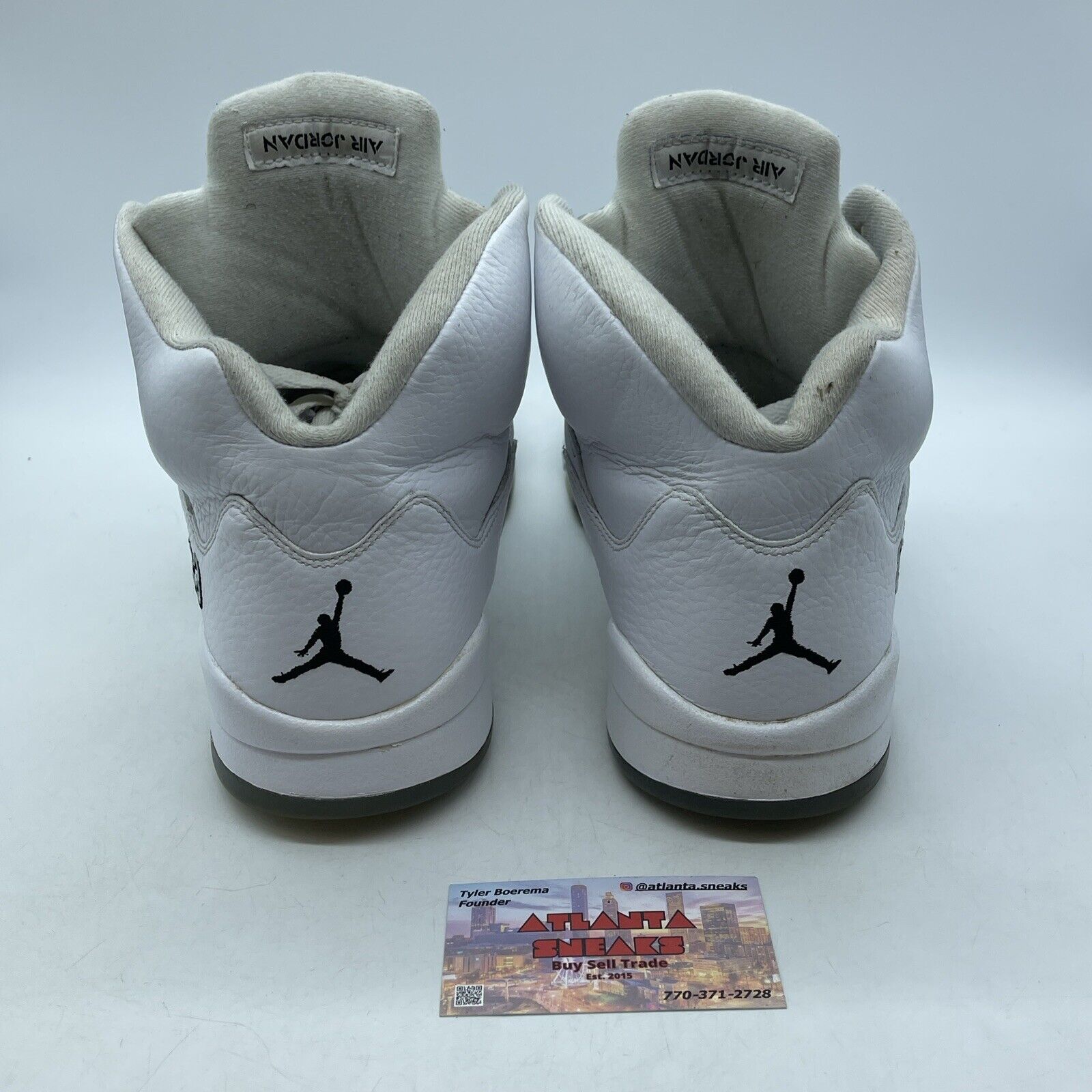 Size 13 - Air Jordan 5 Retro 2015 Metallic White Black Leather (136027-130)