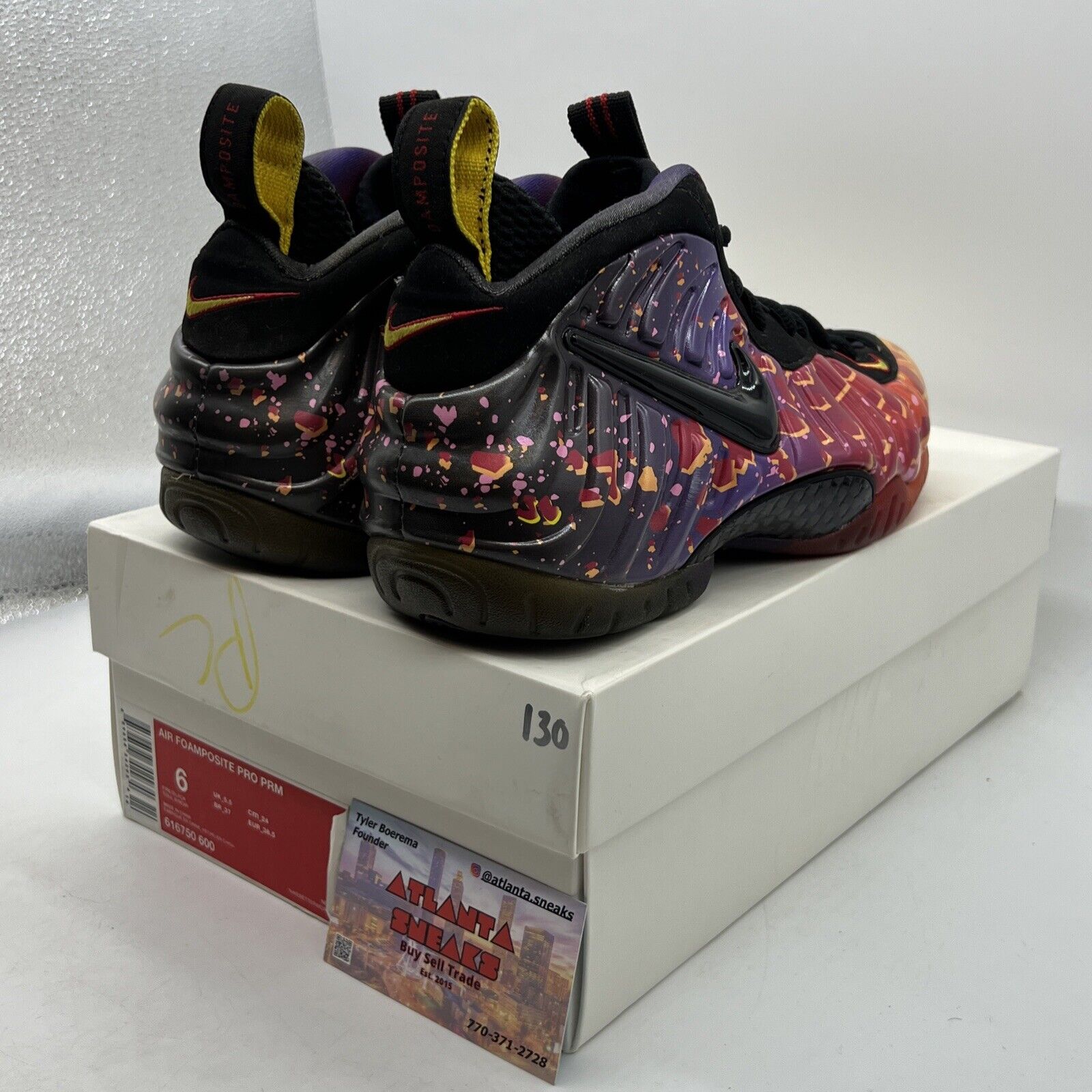 Size 6 - Nike Air Foamposite Pro Prm Area 72 Yellow Purple Red (616750-600)