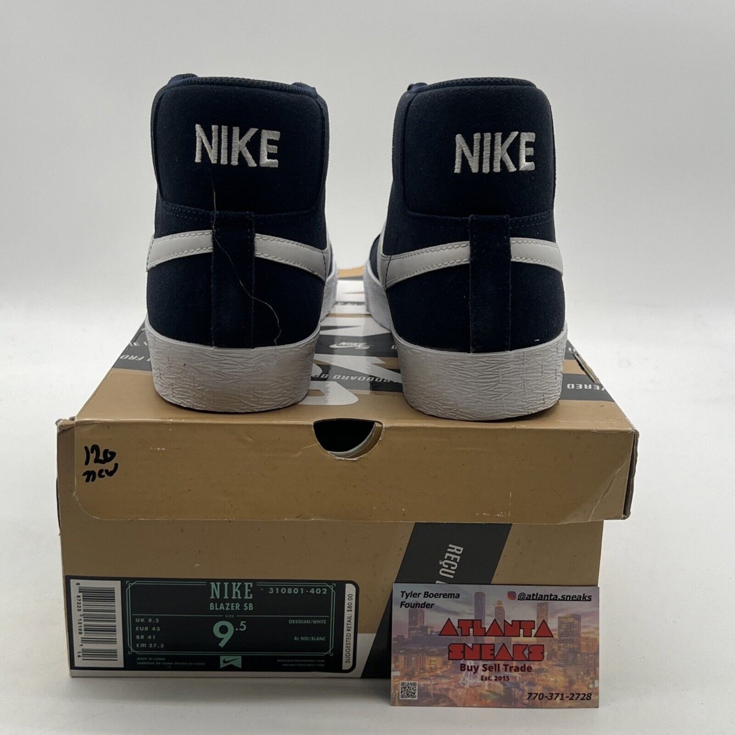 Size 9.5 - NIKE SB ZOOM BLAZER MID NAVY-WHITE (310801-402)
