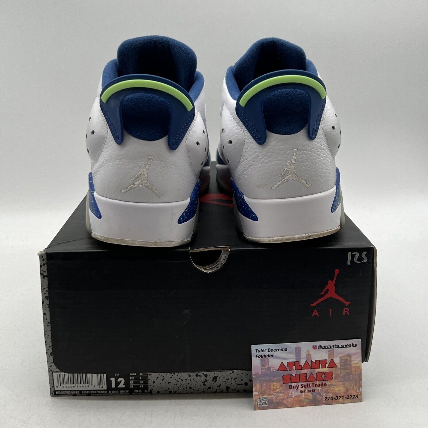 Size 12 - Air Jordan 6 Low Ghost Green White Suede Blue (304401-106)