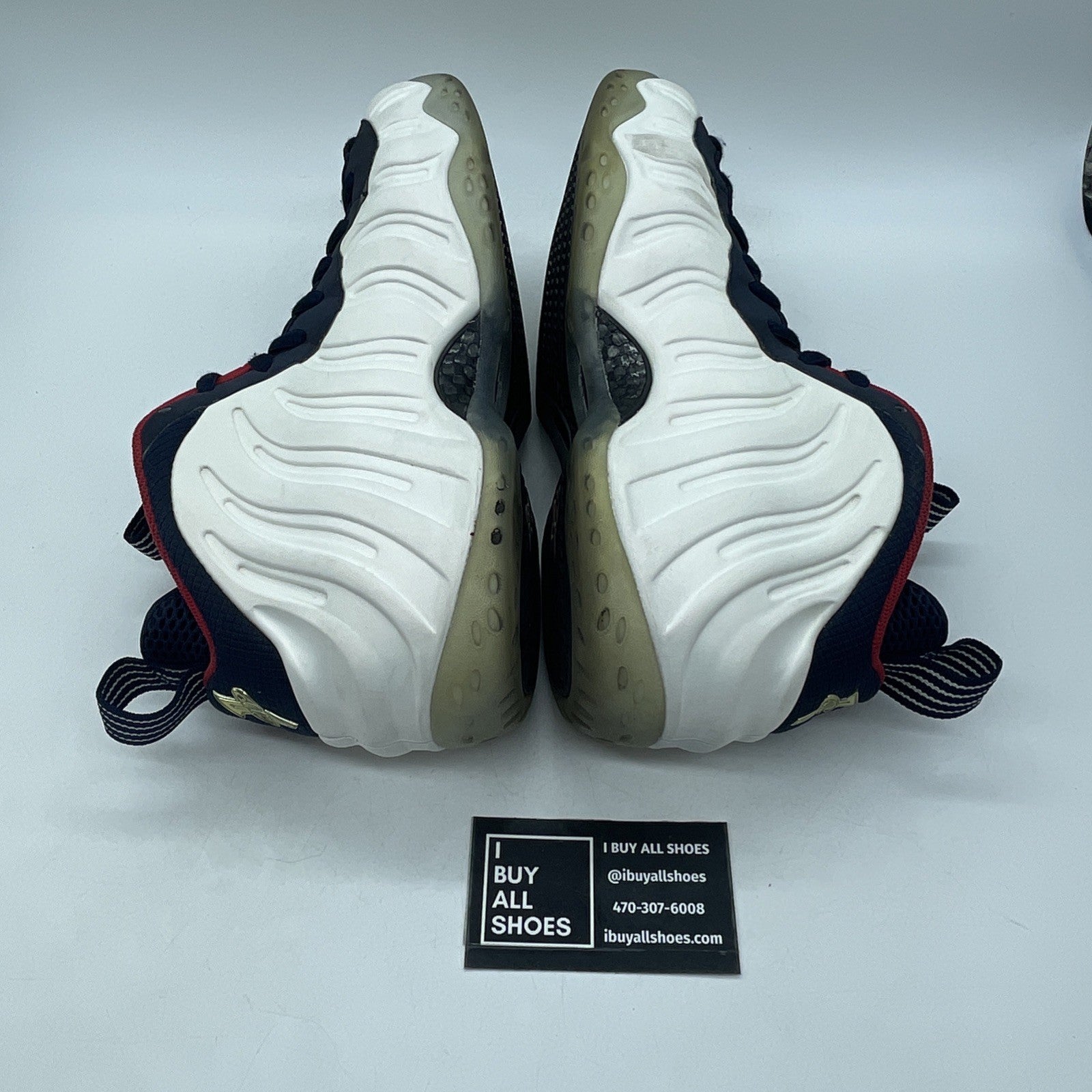 Size 10 - Nike Air Foamposite One PRM Olympic White Blue Suede (575420-400)