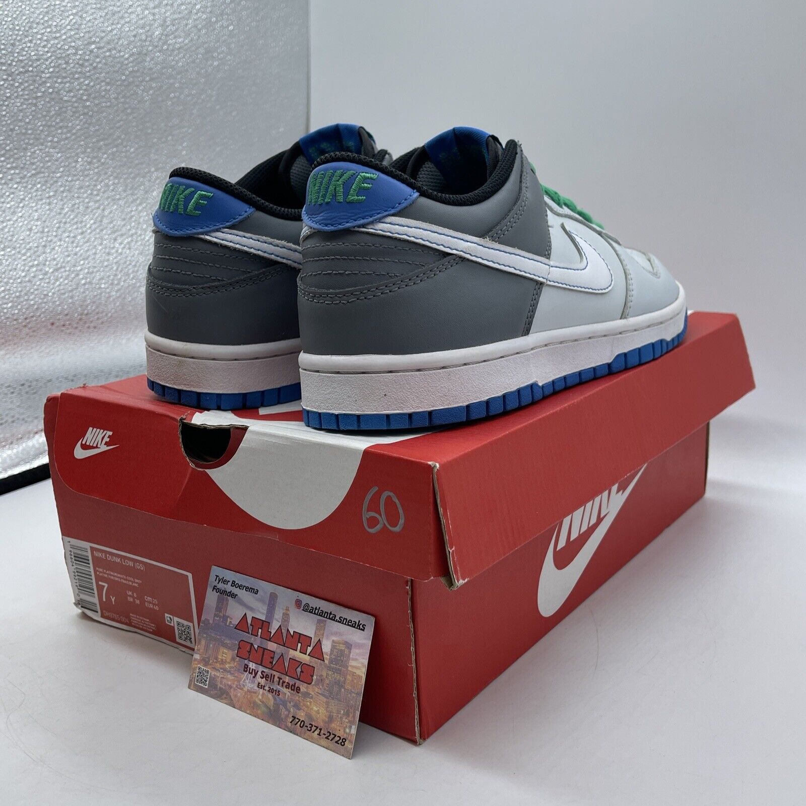 Size7Y - Nike Dunk GS Low Pure Platinum Photo Blue 2023 Grey White (DH9765-004)