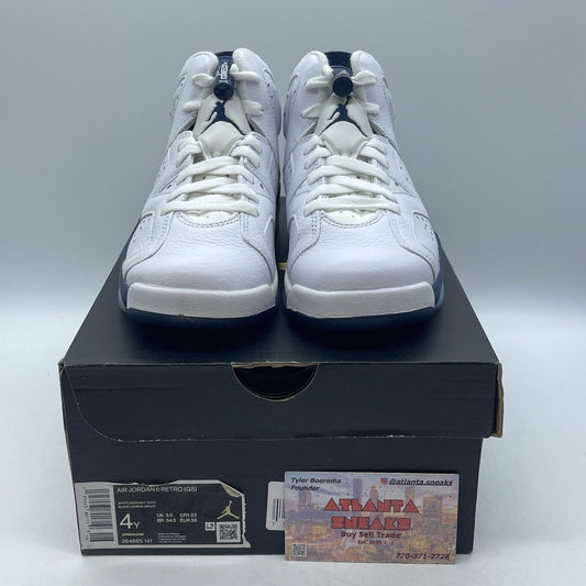 Size 4Y - Jordan 6 Retro Midnight Navy White Leather (384665-141)
