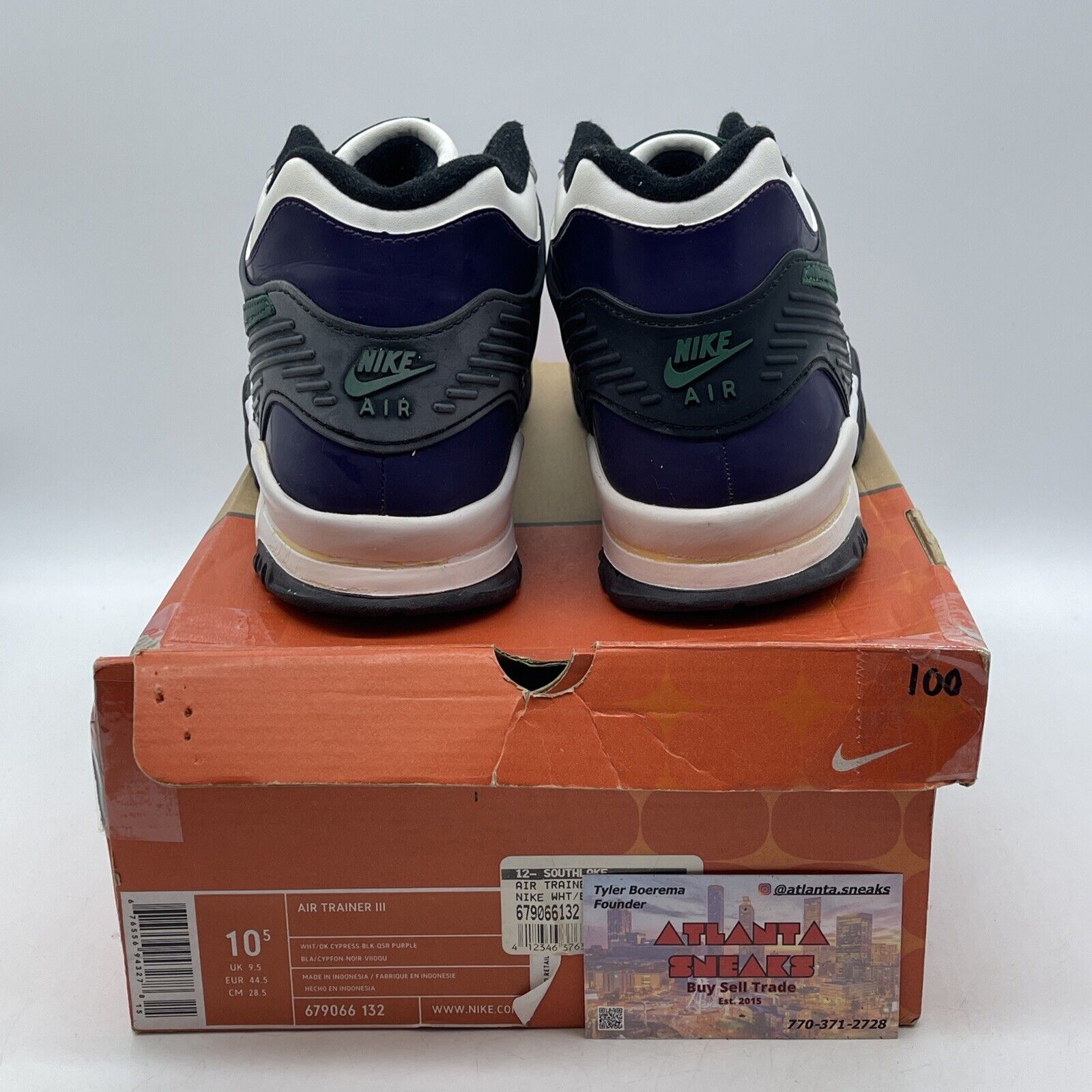 Size 10.5 - Nike Air Trainer 3 White Purple Black Leather (679066-132)