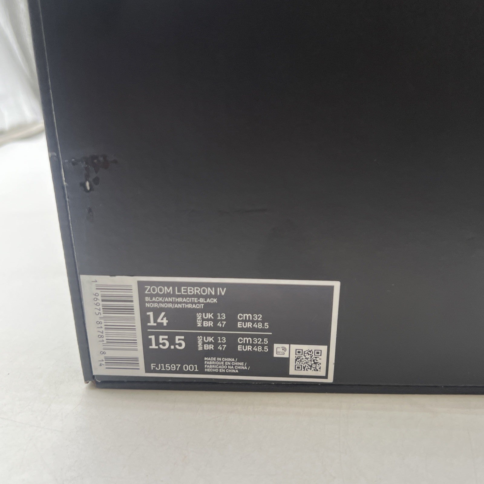 Size 14 - Nike Lebron IV 4 Mens Black Anthracite Triple Black Shoes (FJ1597-001)