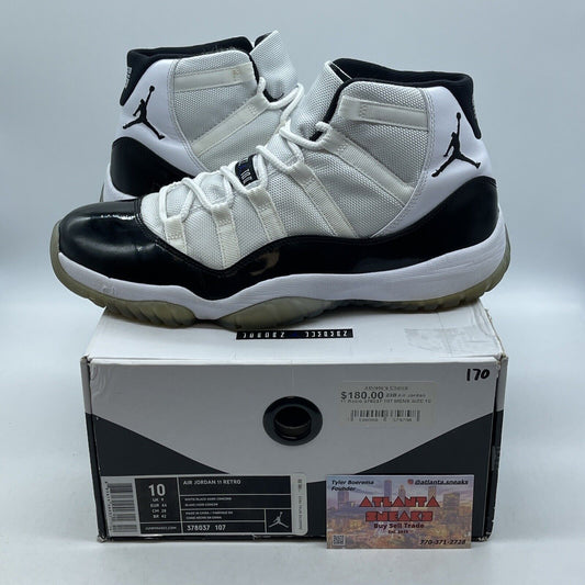 Size 10 - Jordan 11 Retro Concord 2011 Black White Leather Suede (378037-107)