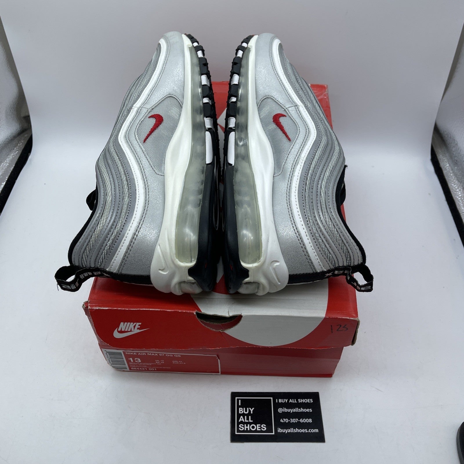 Size 13 - Nike Air Max 97 OG QS 2017 Silver Bullet White Leather (884421-001)
