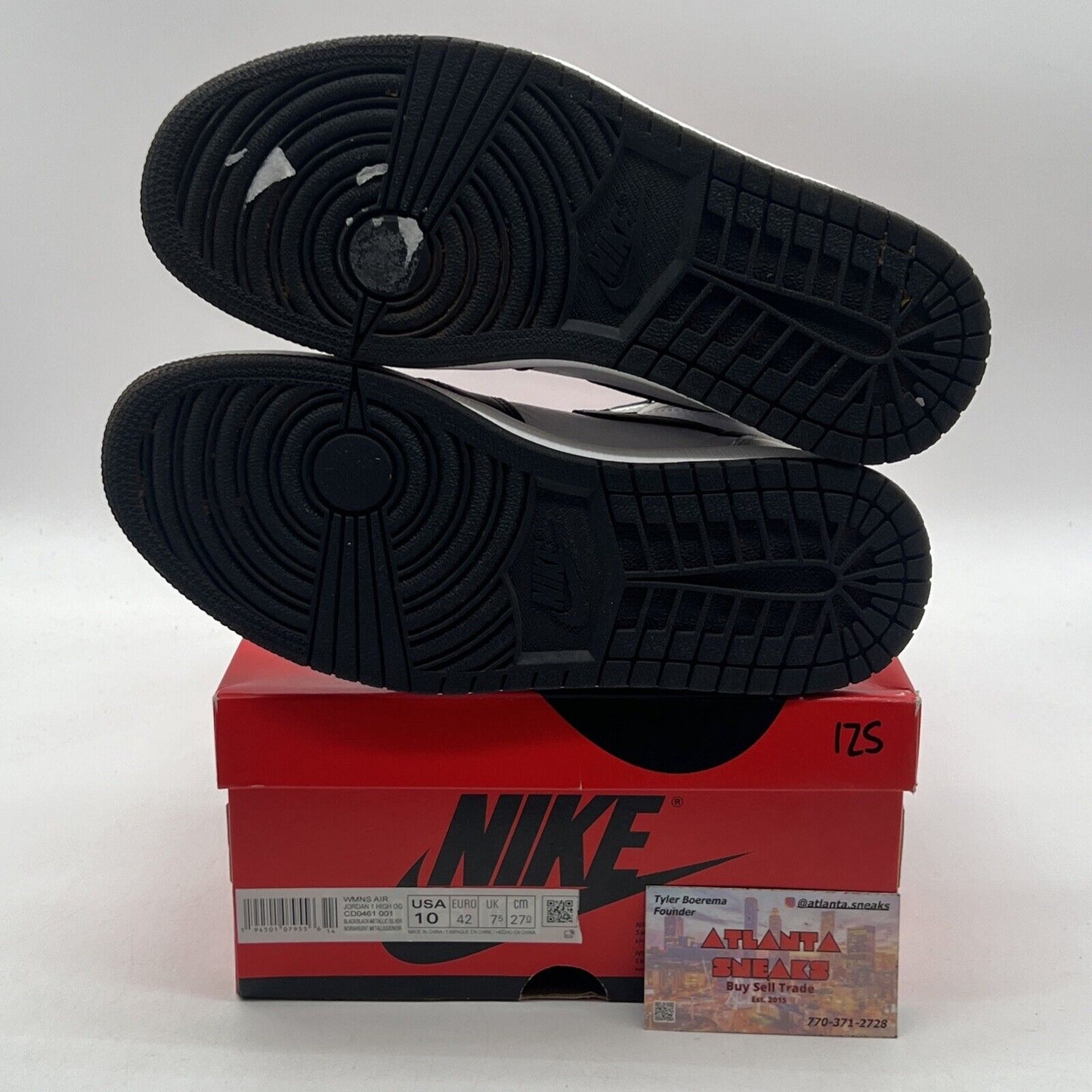 Size 10 - Jordan 1 High OG Metallic Silver Black White Leather (CD0461-001)