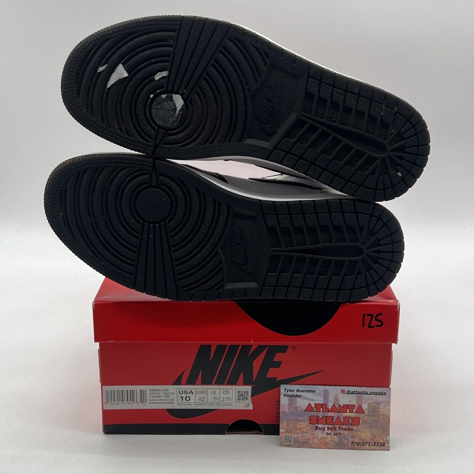 Size 10 - Jordan 1 High OG Metallic Silver Black White Leather (CD0461-001)