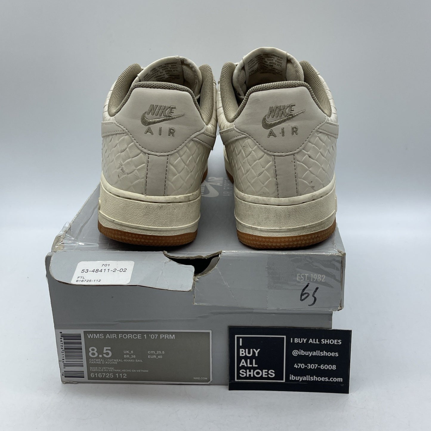 Size 8.5W - Nike Air Force 1 Premium Low 112 Brown Leather (616725-112)