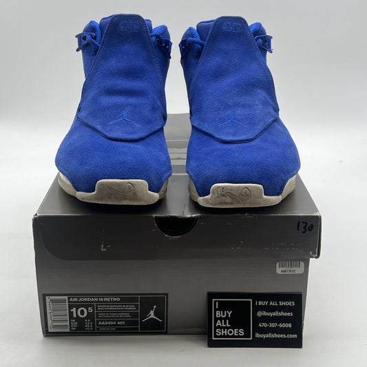 Size 10.5 - Air Jordan 18 Retro Blue Suede (AA2494-401)