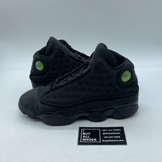 Size 7Y - Nike Air Jordan 13 Retro Black Cat Leather Suede  (884129-011)