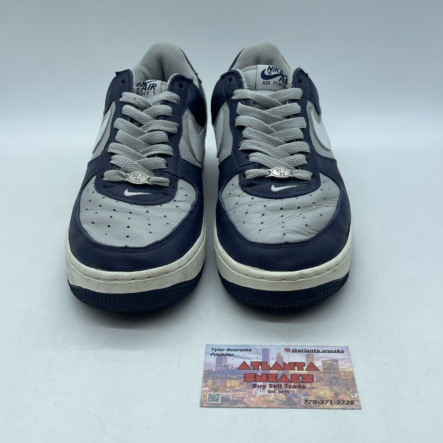 Size 9 - Nike Air Force 1 Blue Grey White Leather (306509-411)