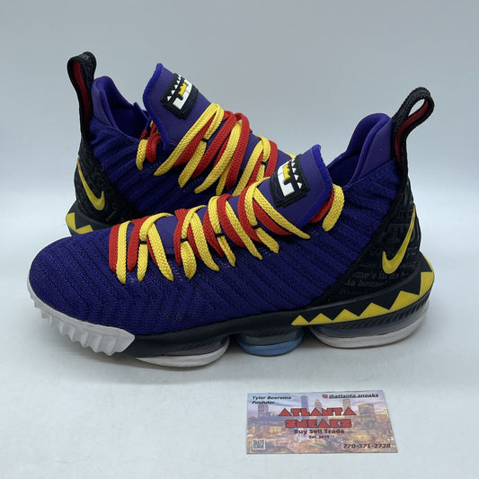 Size 9.5 - Nike LeBron 16 Martin Purple Yellow Red White Black (CI1520-500)