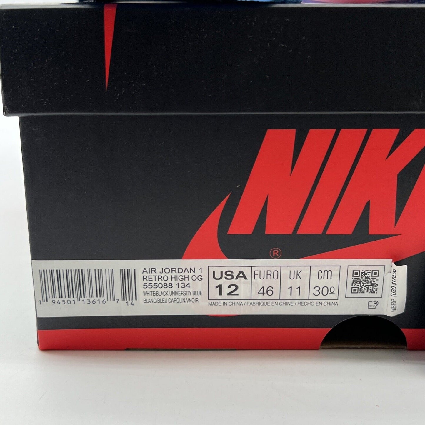 Size 12 - Air Jordan 1 Retro OG High University Blue (555088-134)