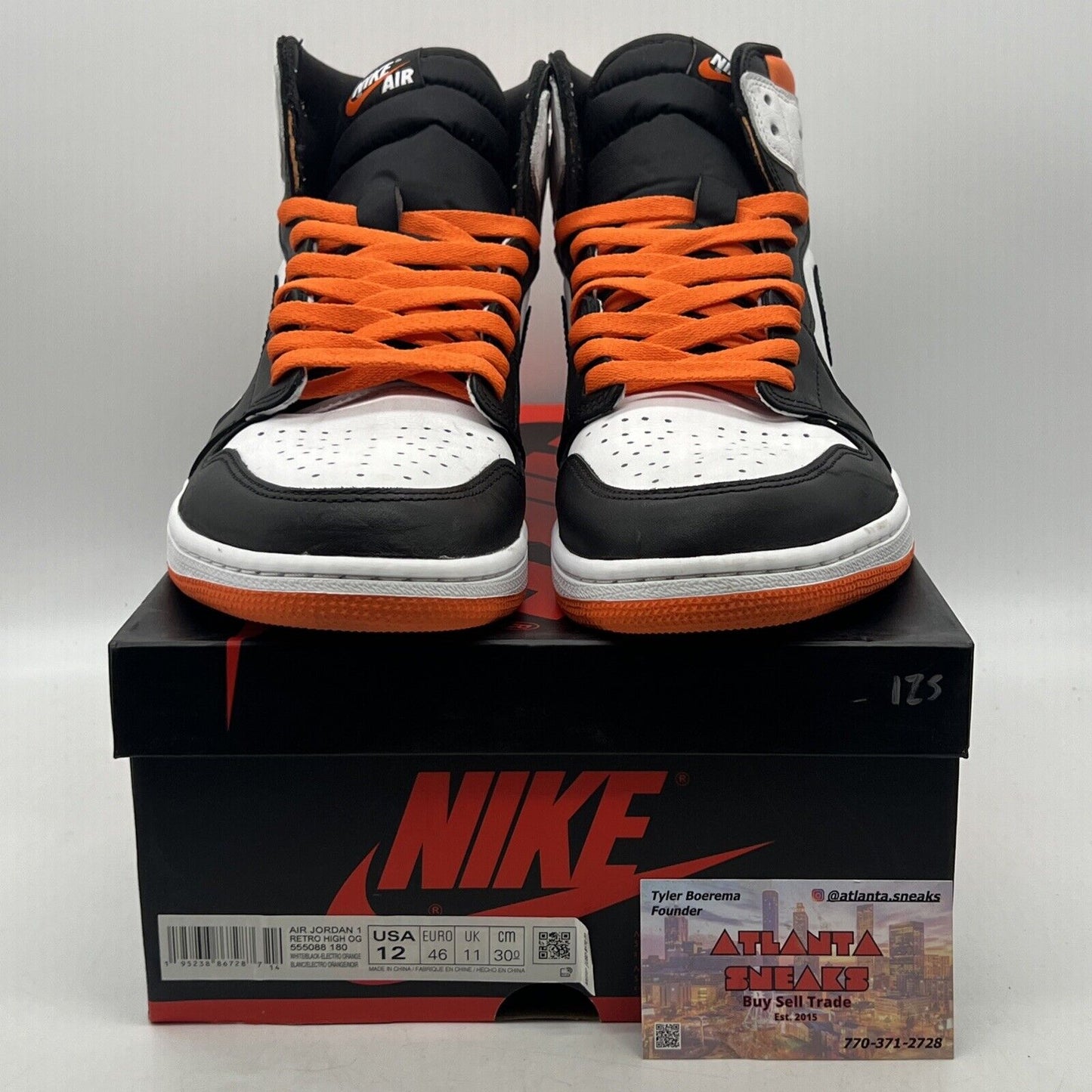 Size 12 - Jordan 1 Retro High Electro Orange Black White Leather (555088-180)