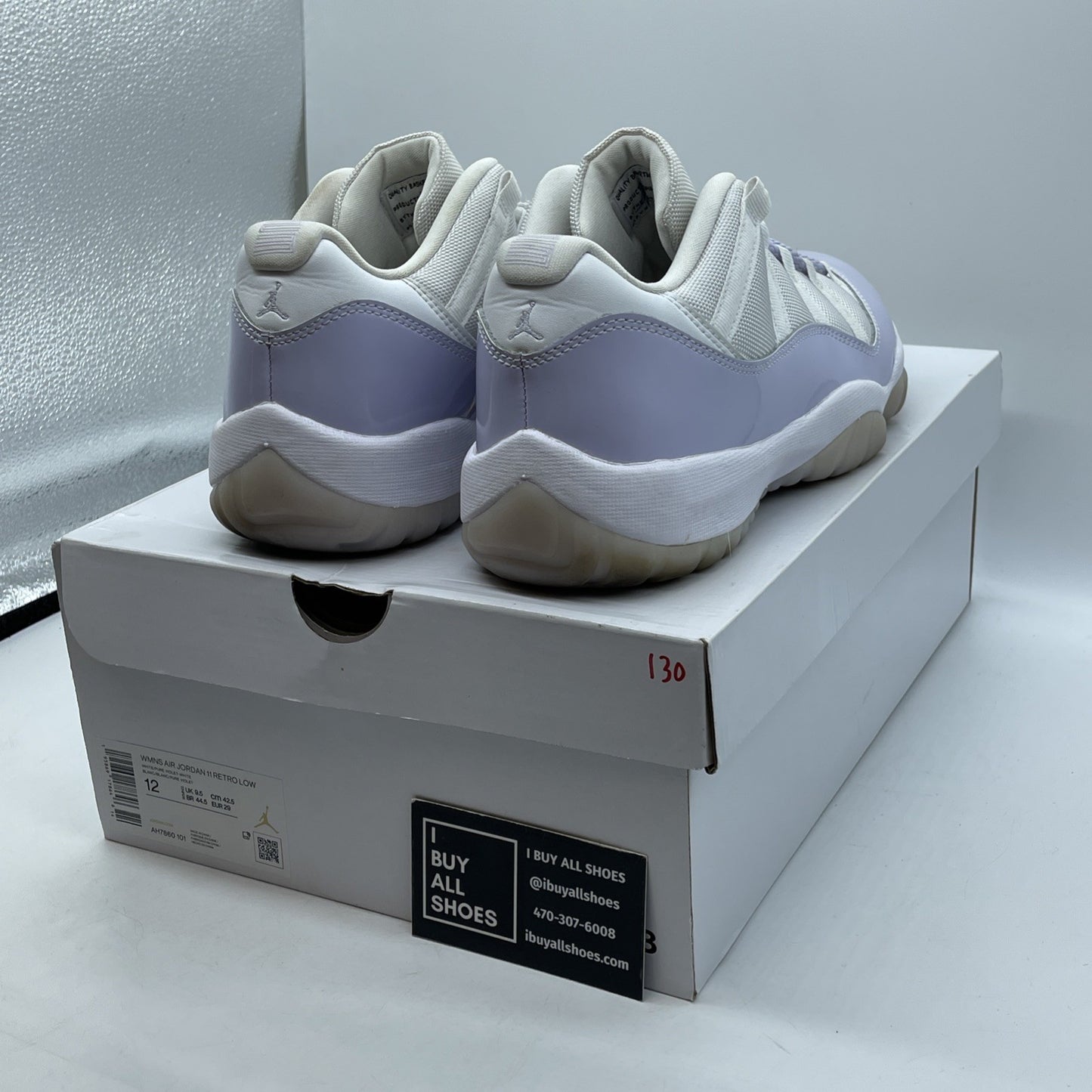 Size 12W- Air Jordan 11 Retro Low Pure Violet Purple White Leather (AH7860-101)