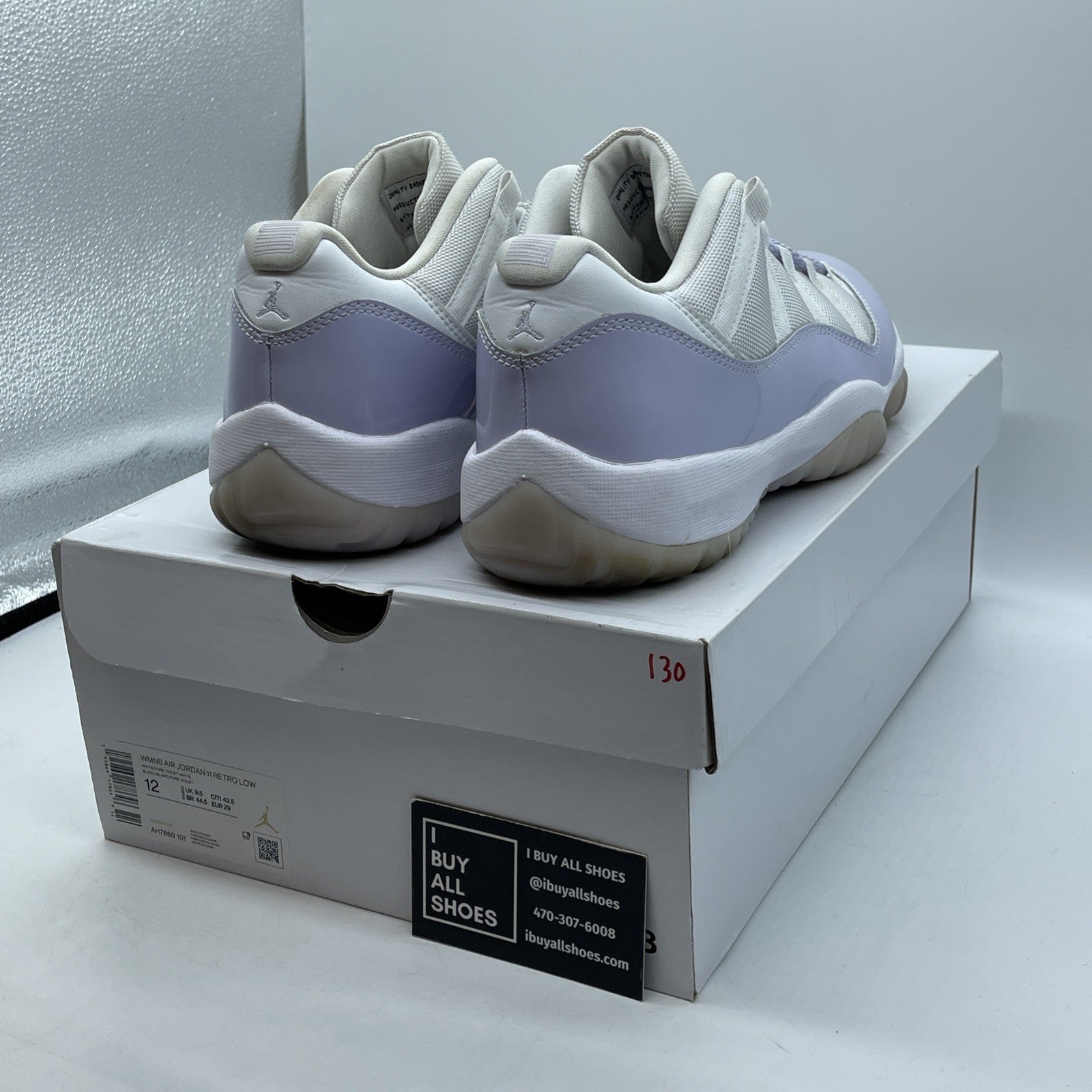 Size 12W- Air Jordan 11 Retro Low Pure Violet Purple White Leather (AH7860-101)