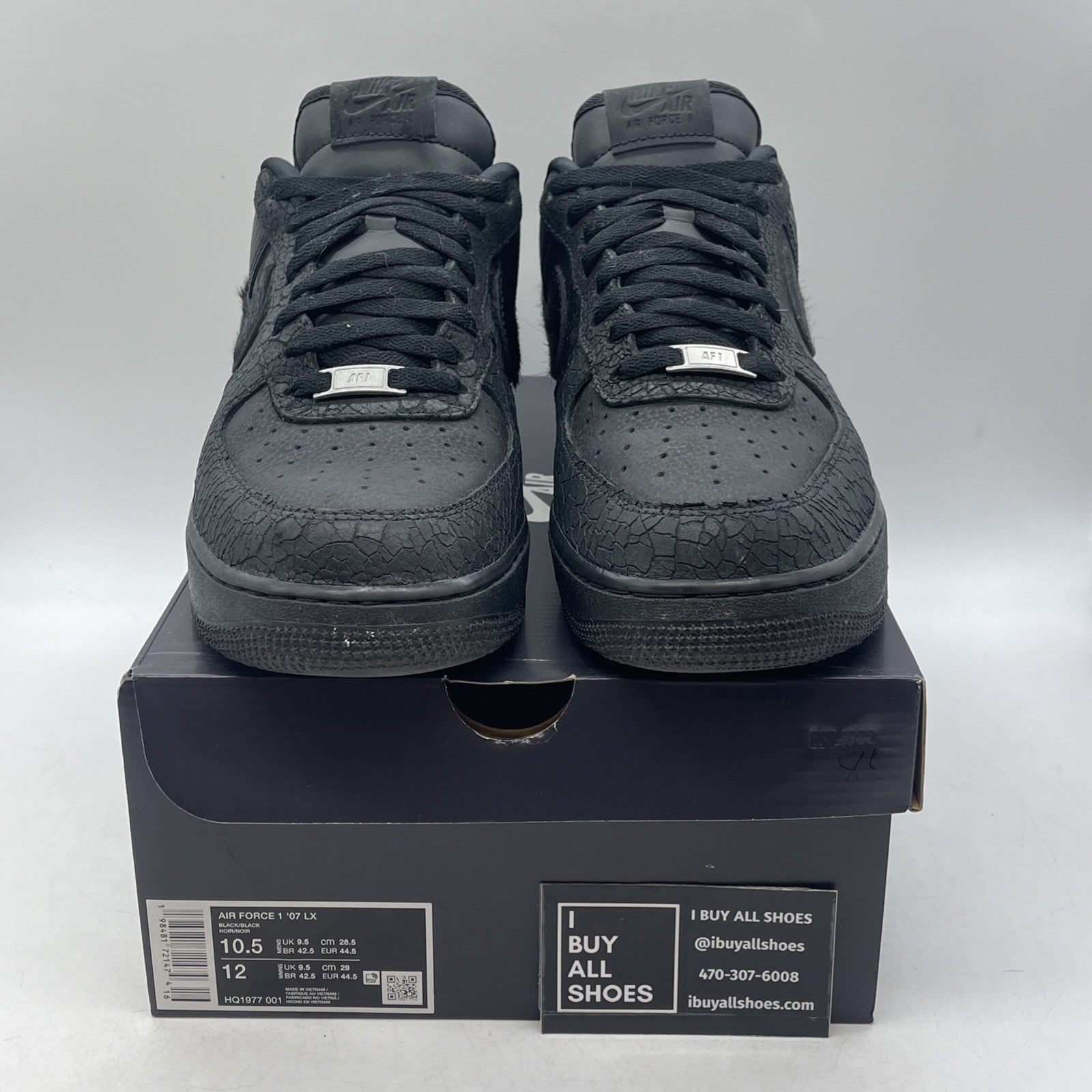 Size 10.5 - Nike Air Force 1 07 LX Low Black Pony Hair Snakeskin (HQ1977-001)