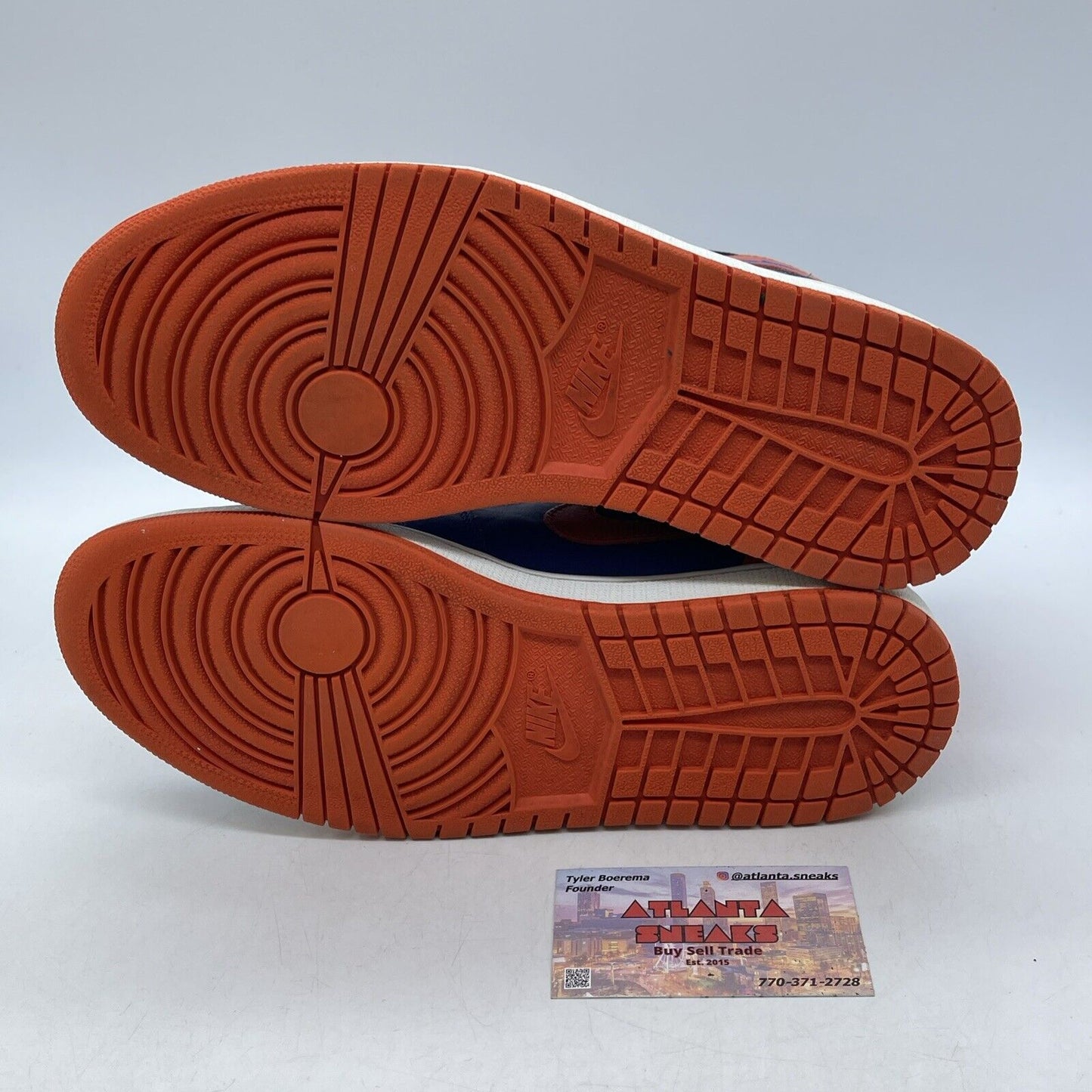 Size 8 - Air Jordan 1 Retro OG High Knicks Orange Blue Leather (555088-407)