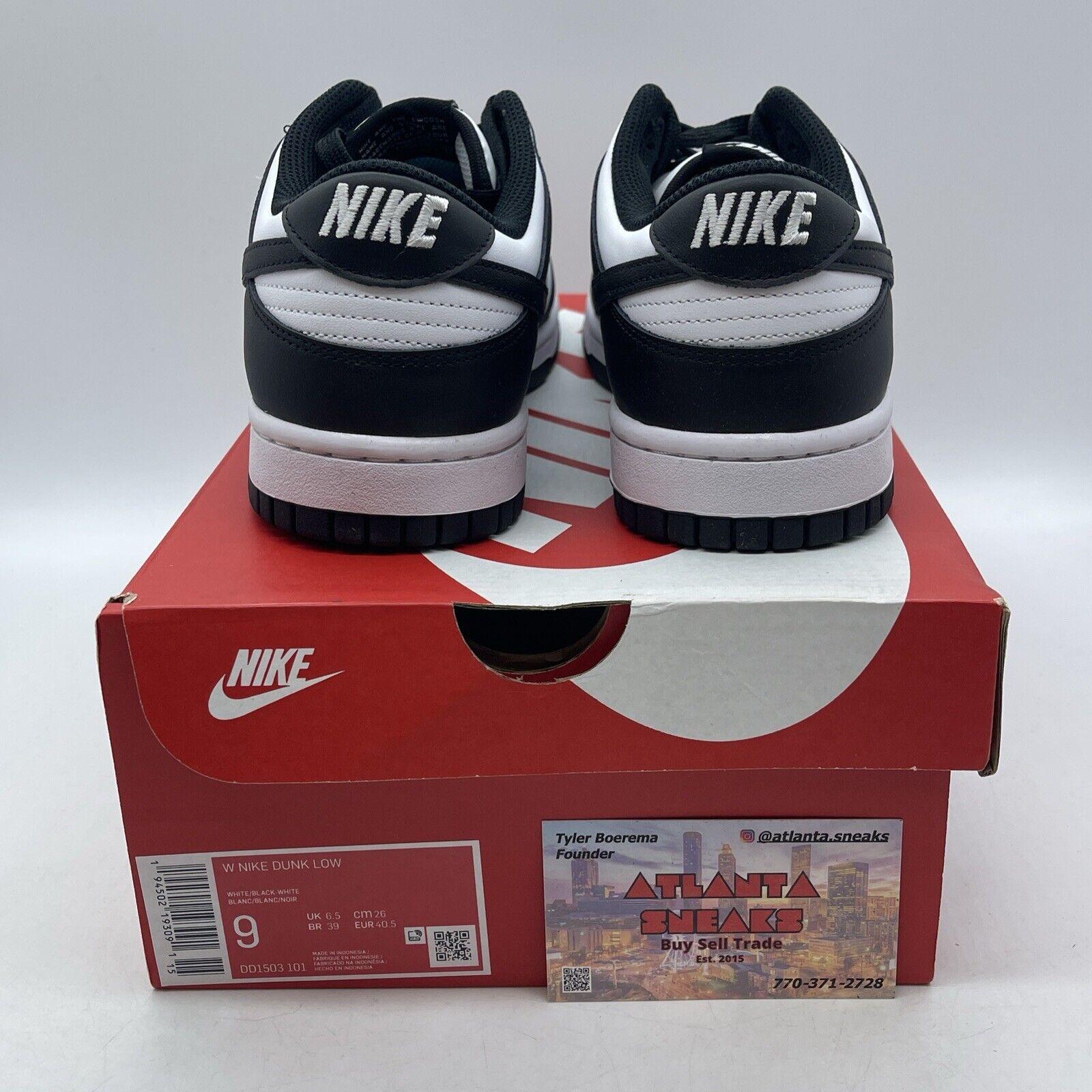 Size 9W - Nike Dunk Low Black White Leather (DD1503-101)