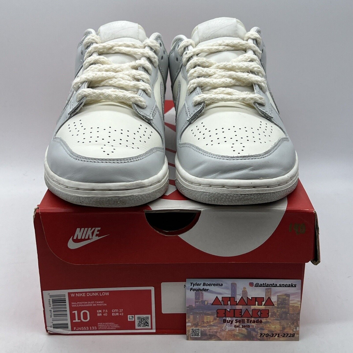 Size 10 - Nike Dunk Low Needlework W White Leather (FJ4553-133)