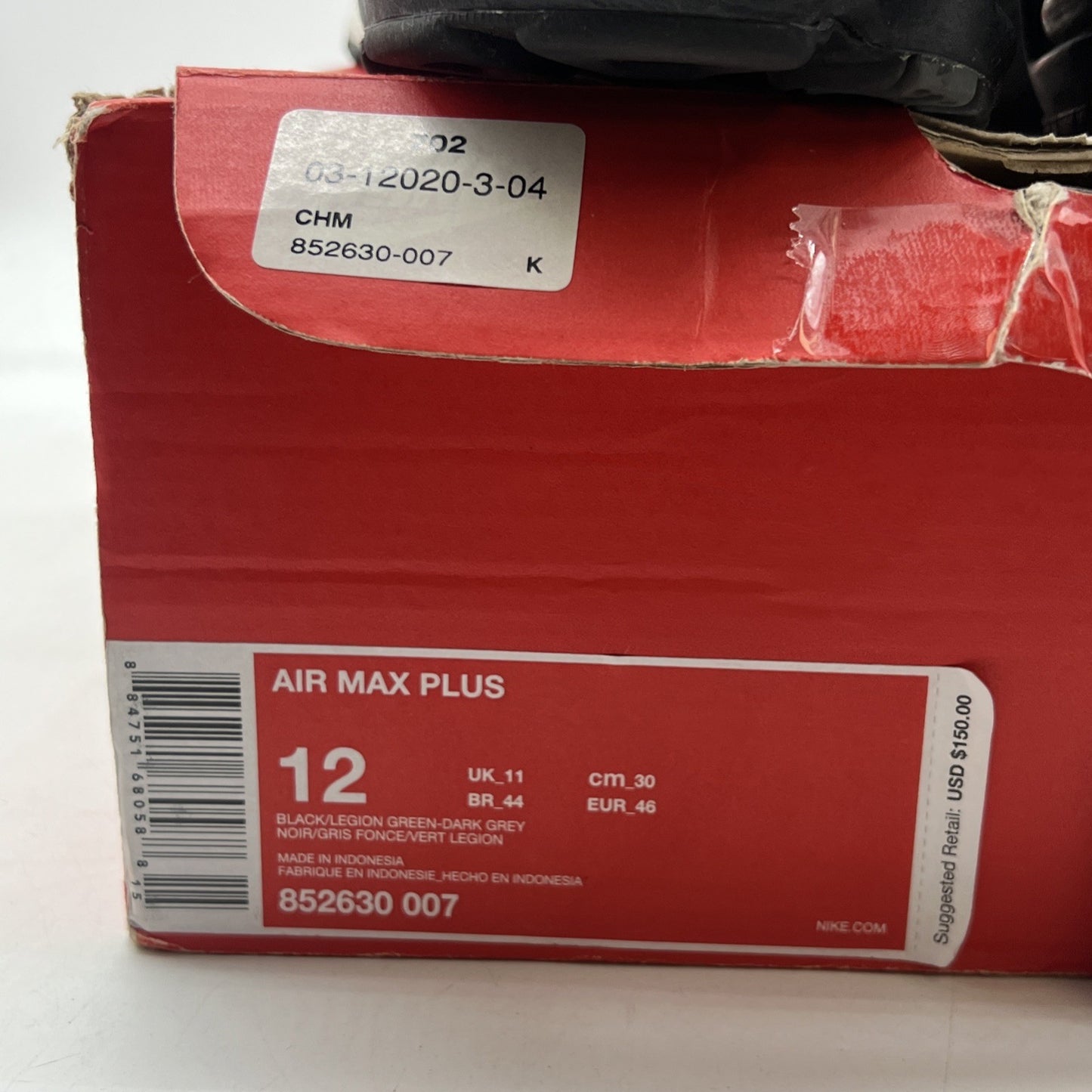Size 12 - Nike Air Max Plus Black Legion Green (852630-007)