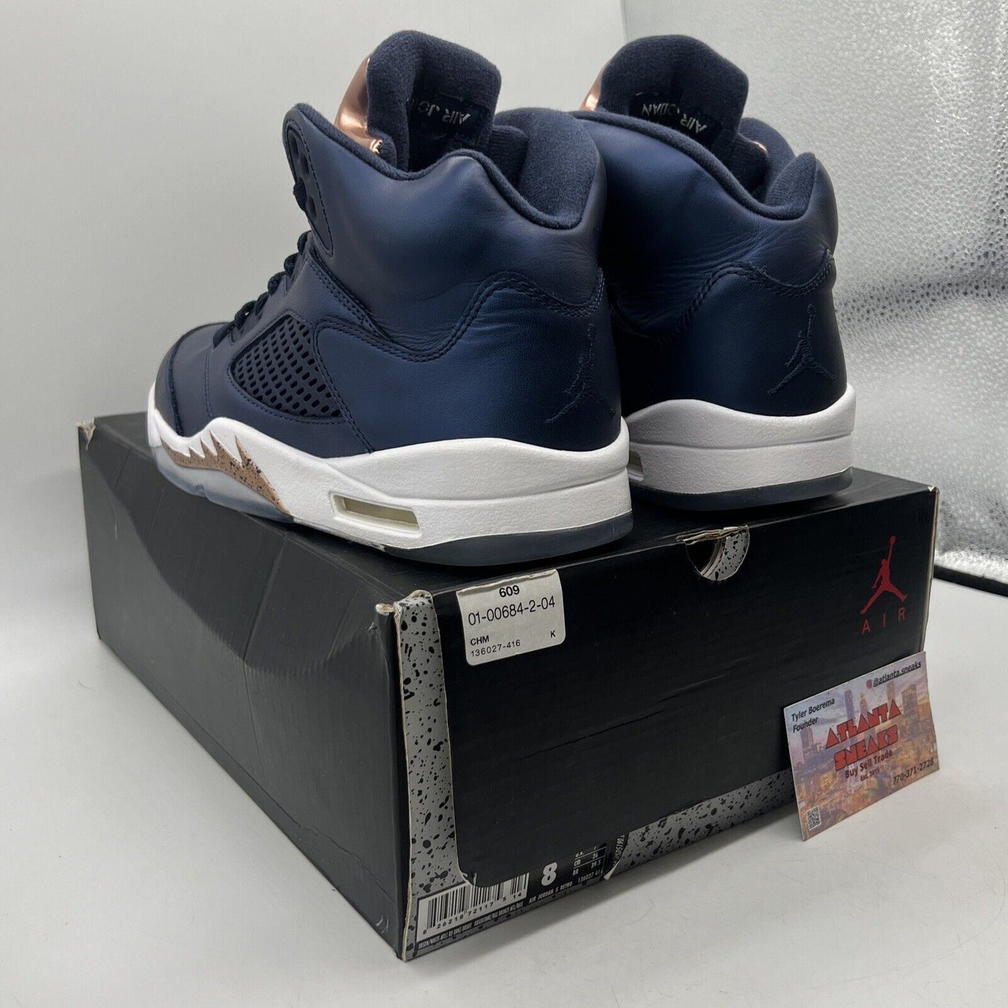 Size 8 - Air Jordan 5 Retro Bronze Navy White Leather (136027-416)