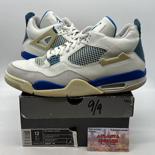 Size 12 - Air Jordan 4 Retro 2006 Military Blue White Leather (308497-141)
