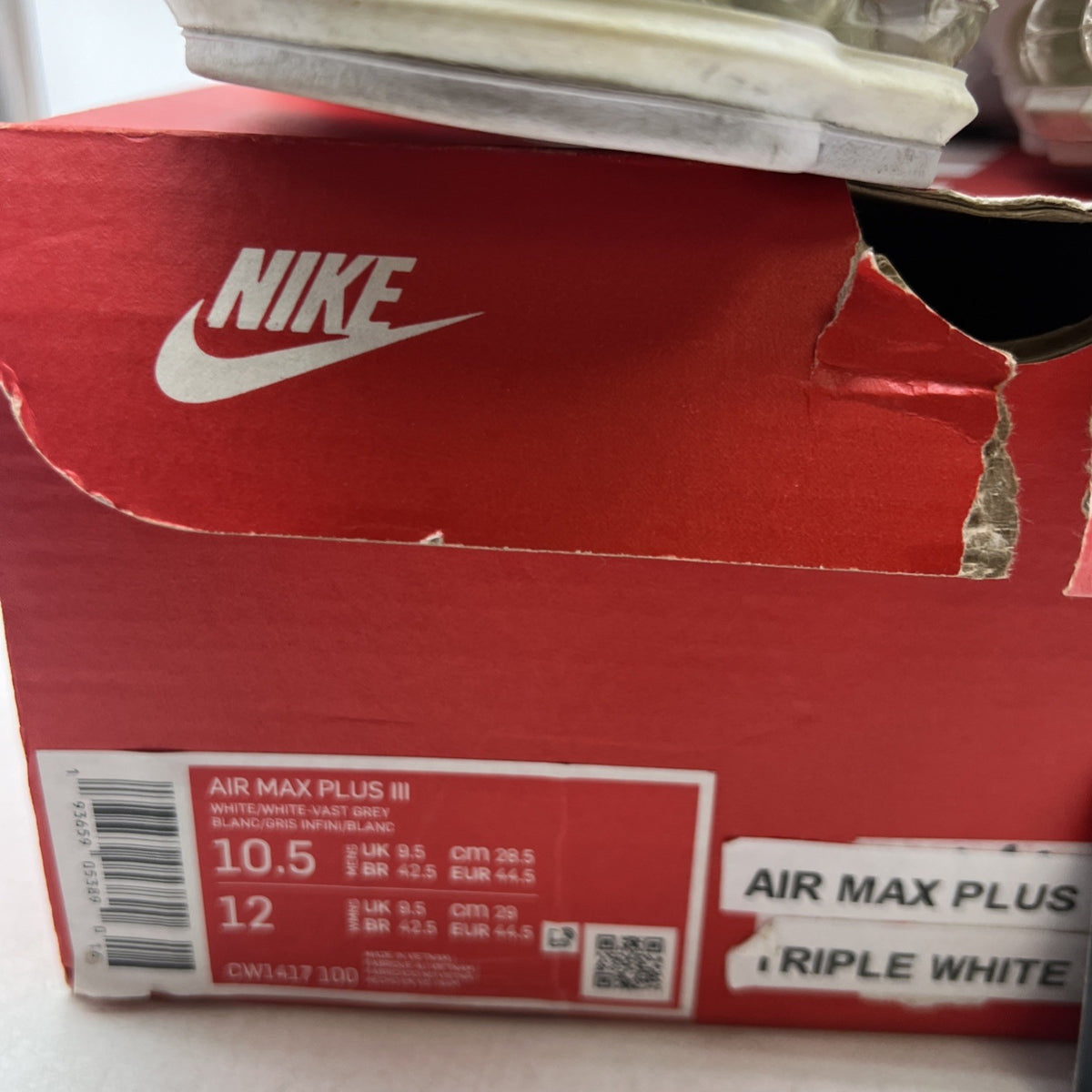 Size 10.5 - Nike Air Max Plus 3 Triple White (CW1417-100)