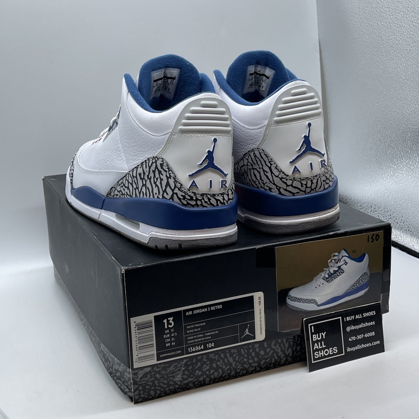 Size 13 - Air Jordan 3 Retro 2011 True Blue White Leather (136064-104)