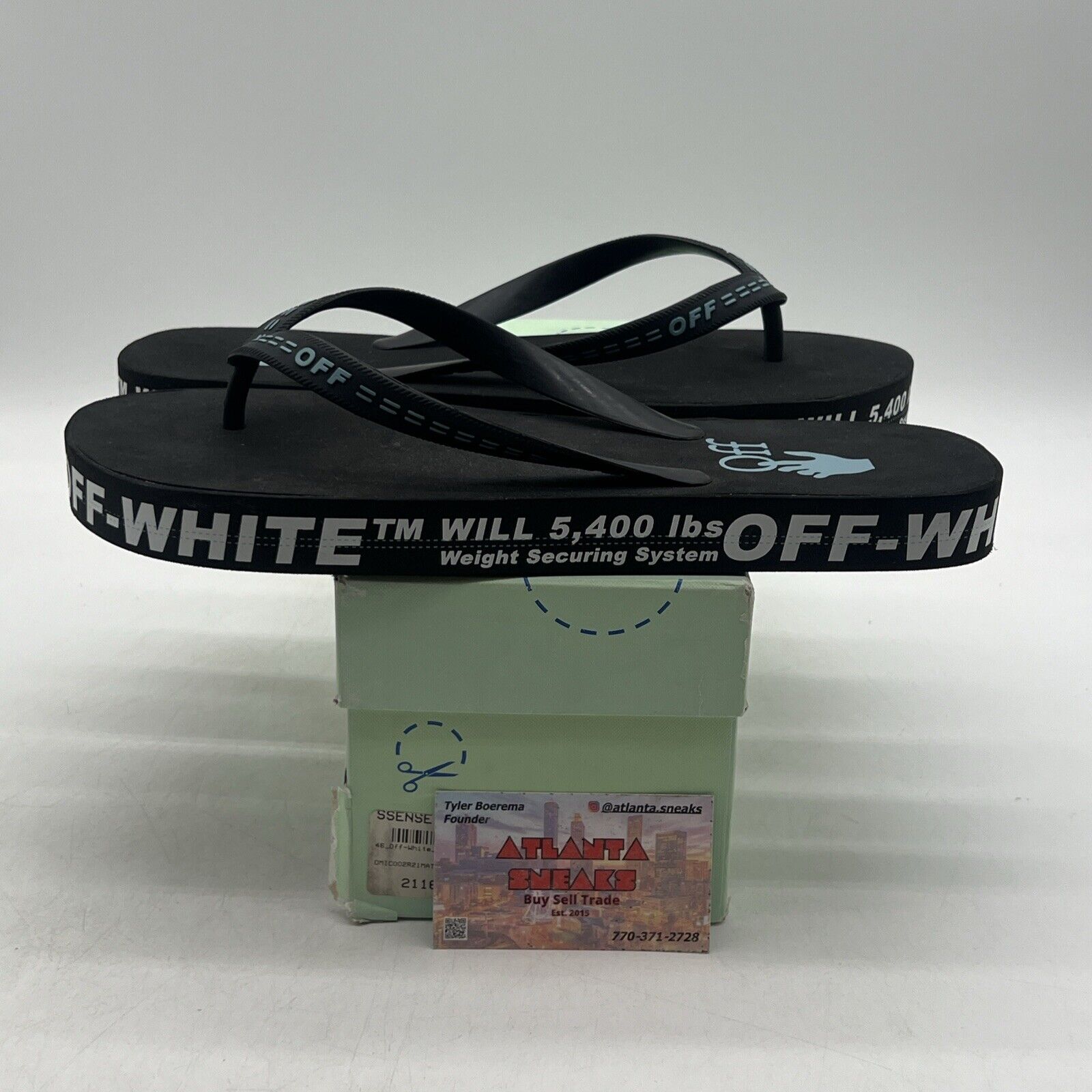 Size 12.5 - Mens Off-White Industrial Platform Flip Flop Sandals Black & White