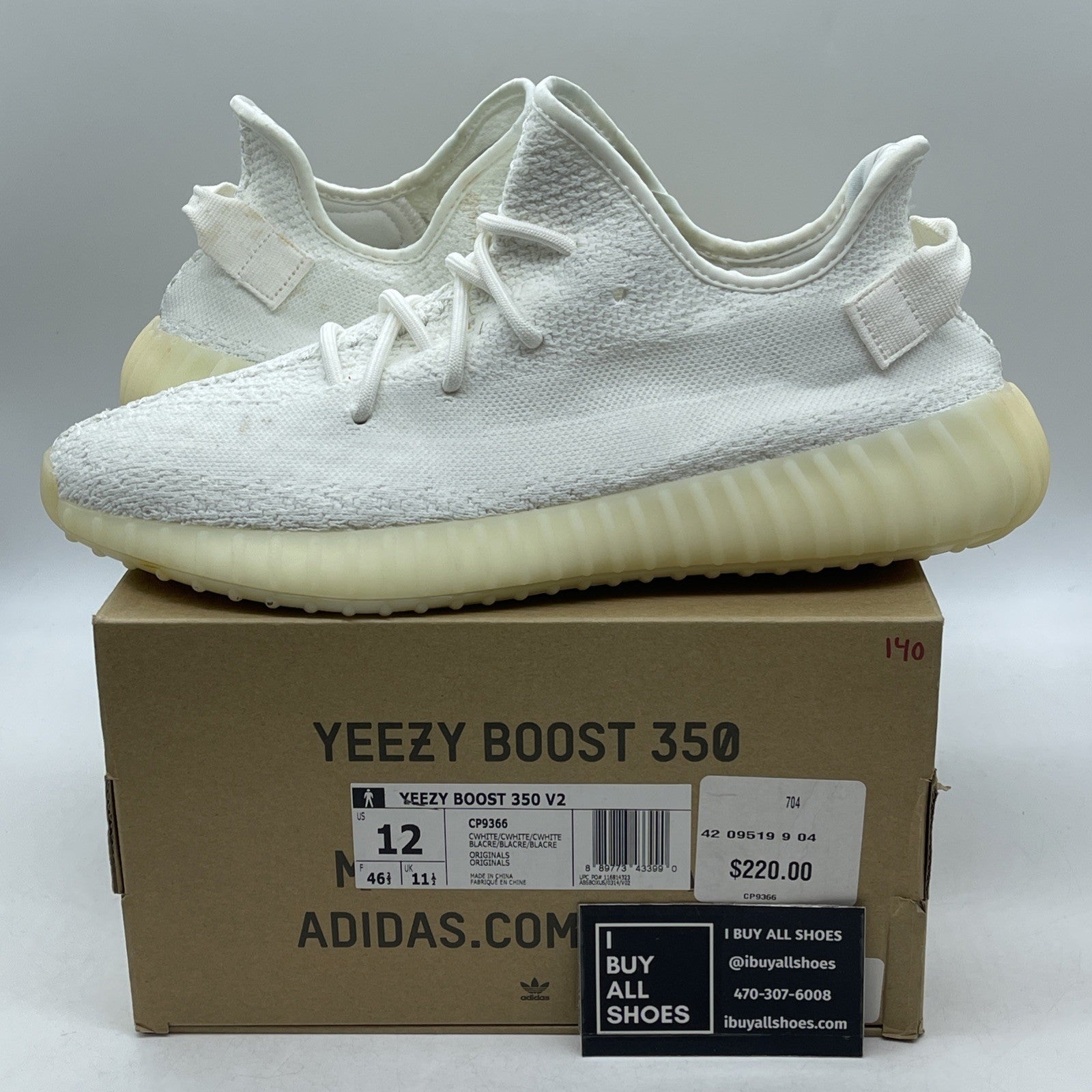 Size 12 - adidas Yeezy Boost 350 V2 Low Cream White Triple White (CP9366)