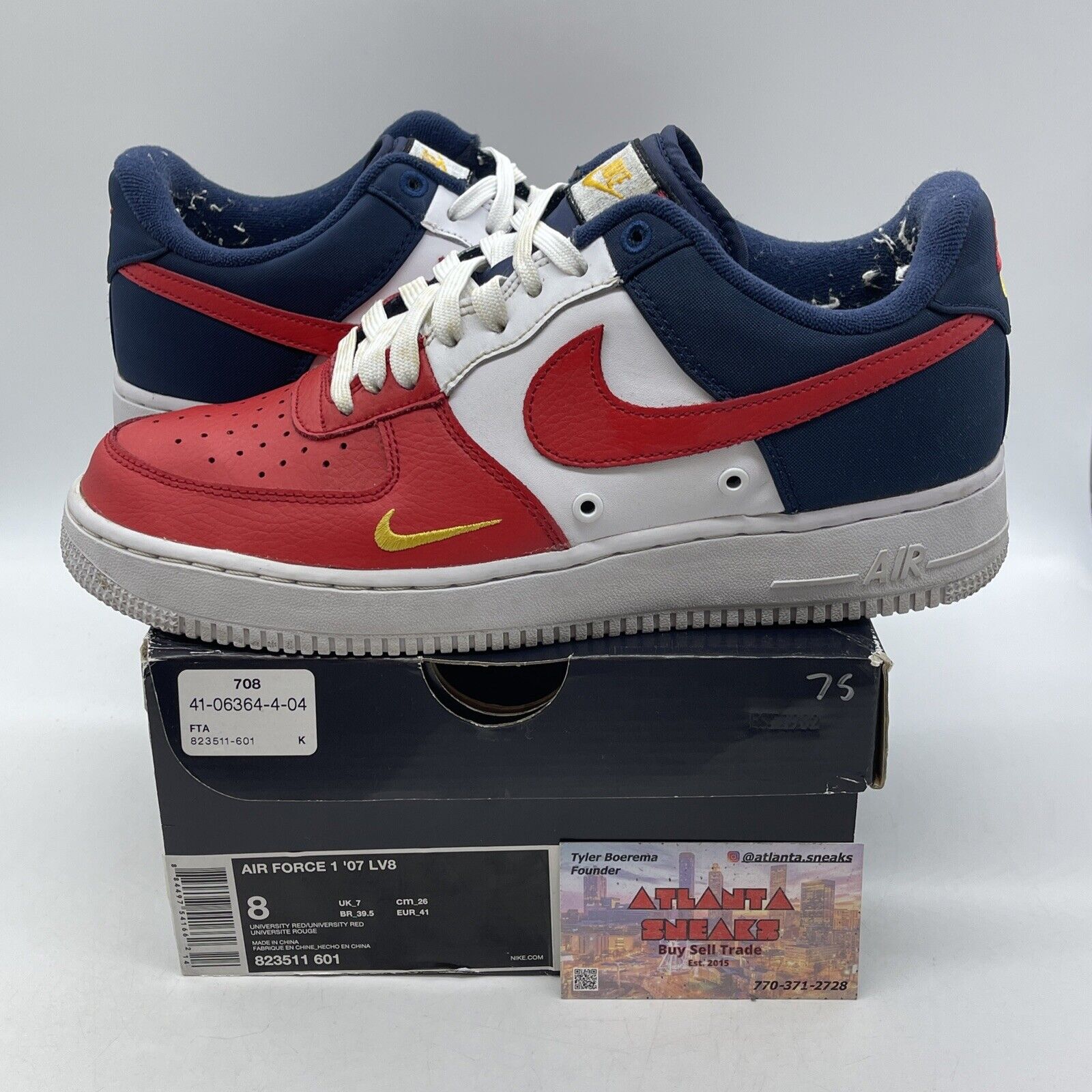 Size 8 - Nike Air Force 1  LV8 Low 4th of July Blue White Leather (823511-601)