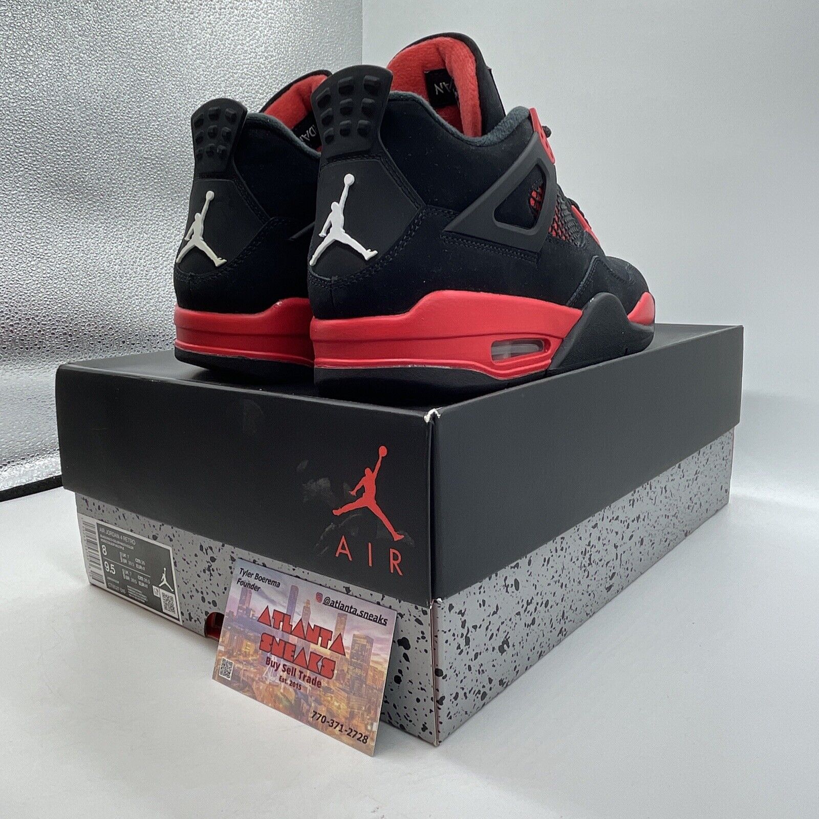 Size 8 - Jordan 4 Retro Mid Red Thunder Black White Red Suede (CT8527-016)