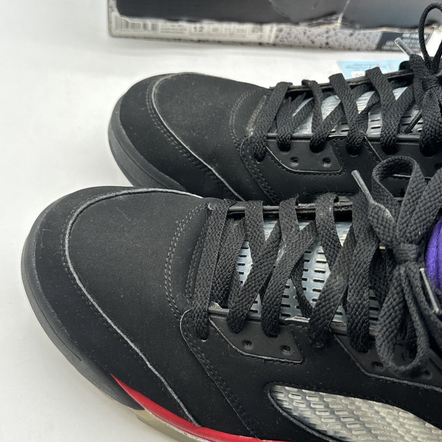 Size 12 - Jordan 5 Retro Top 3 Black 2020 Red Icy Sole Suede Purple Tingus